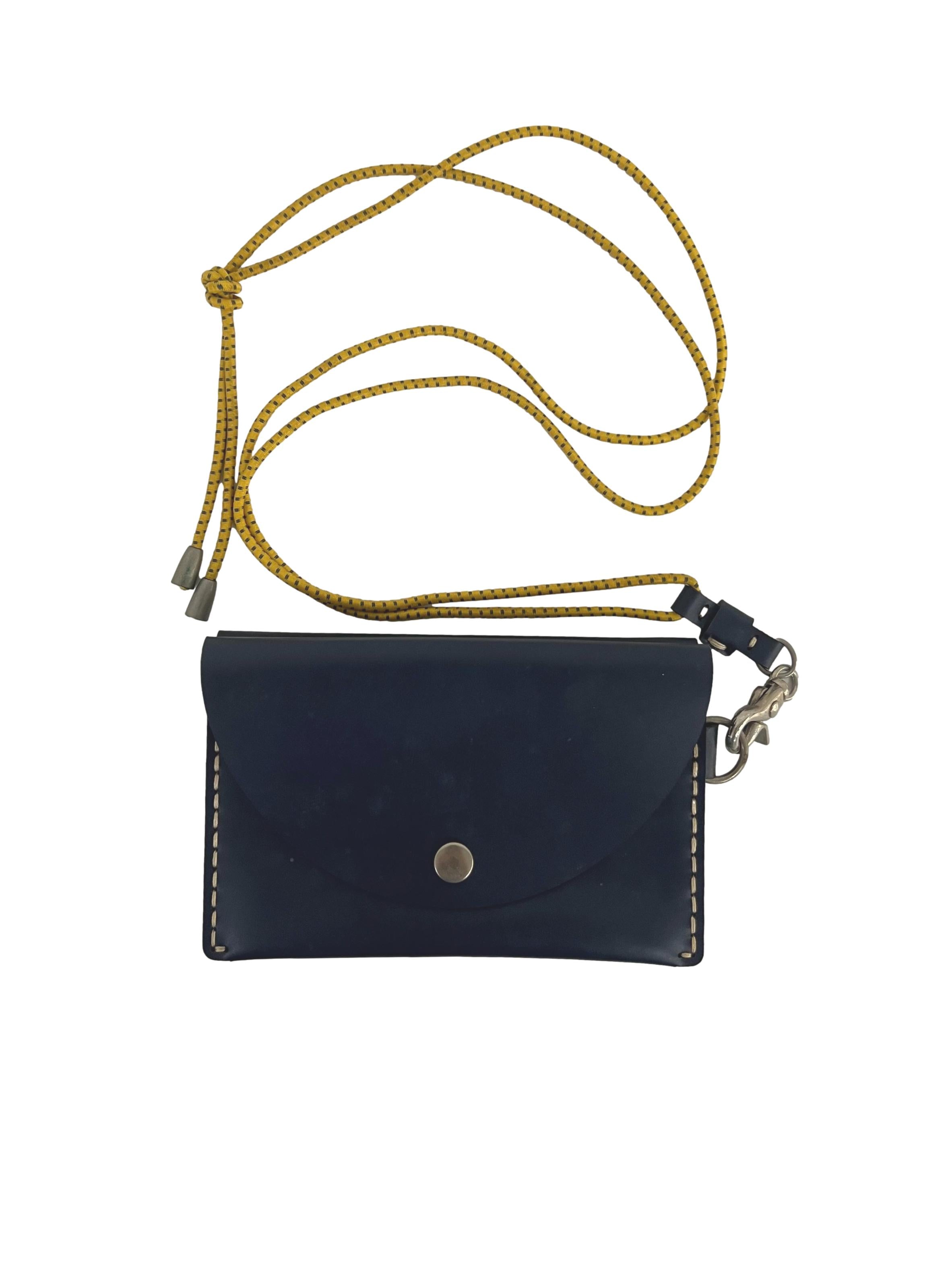 Navy Leather Double Pocket Wallet