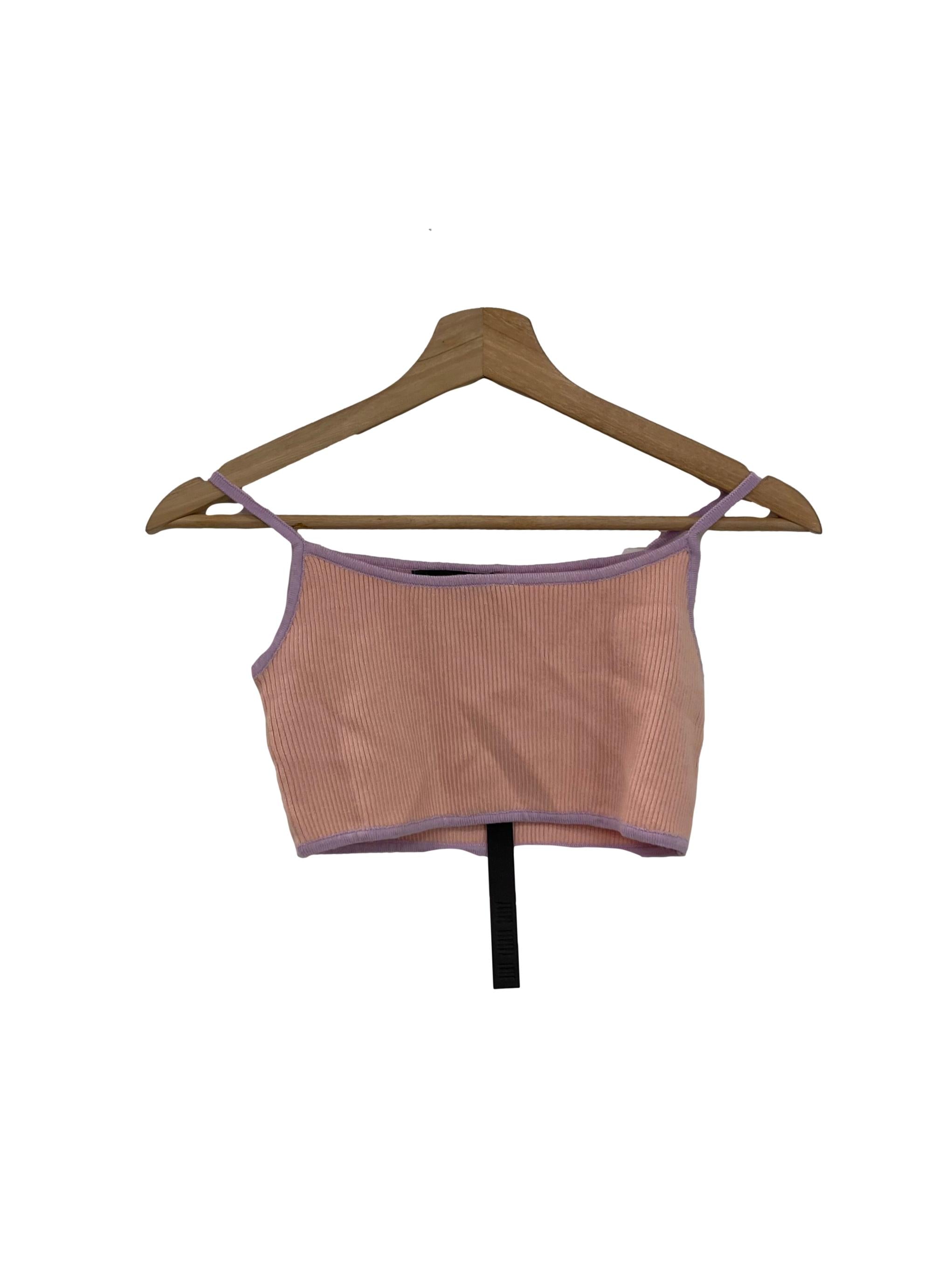 Pink And Lilac Cropped Mini Halter Top