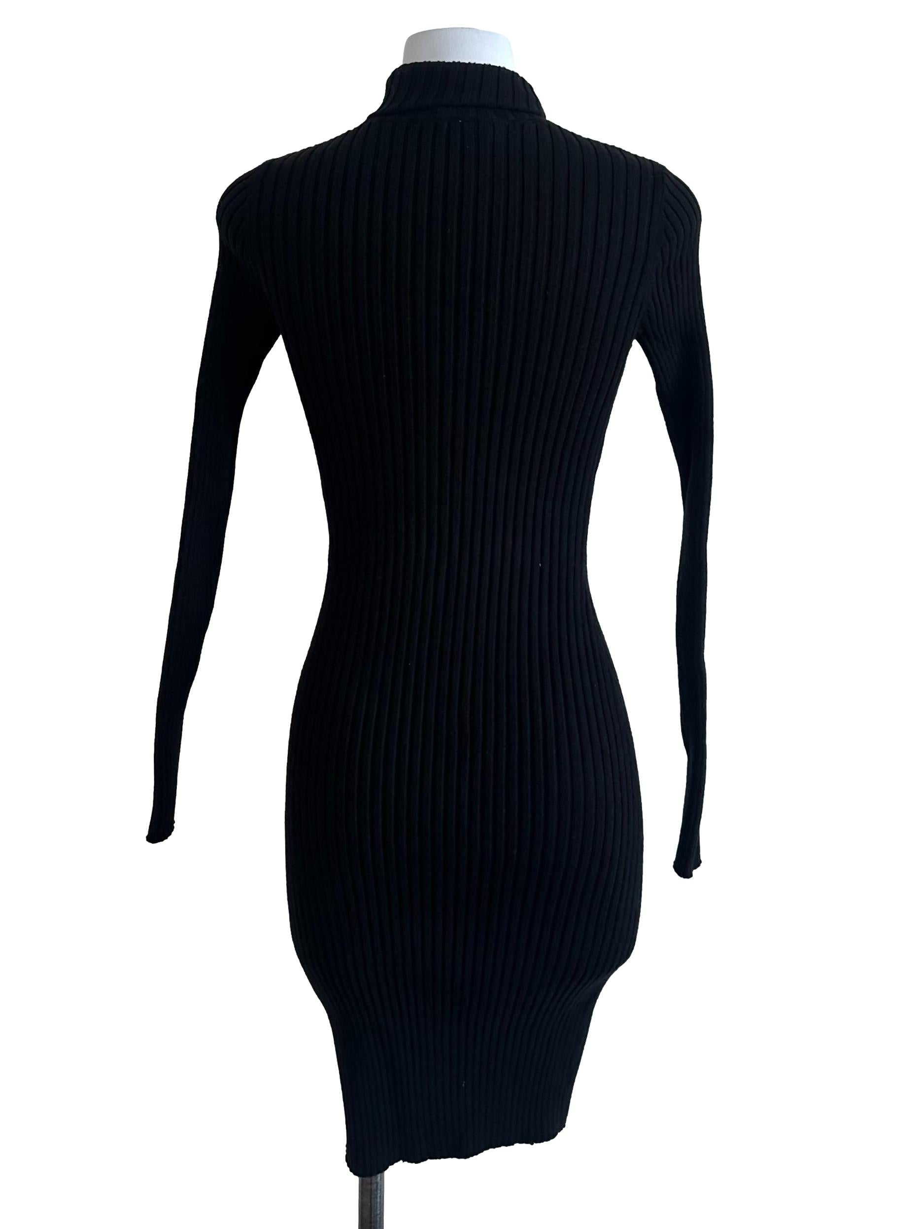 Onyx Black High Neck Knit Dress