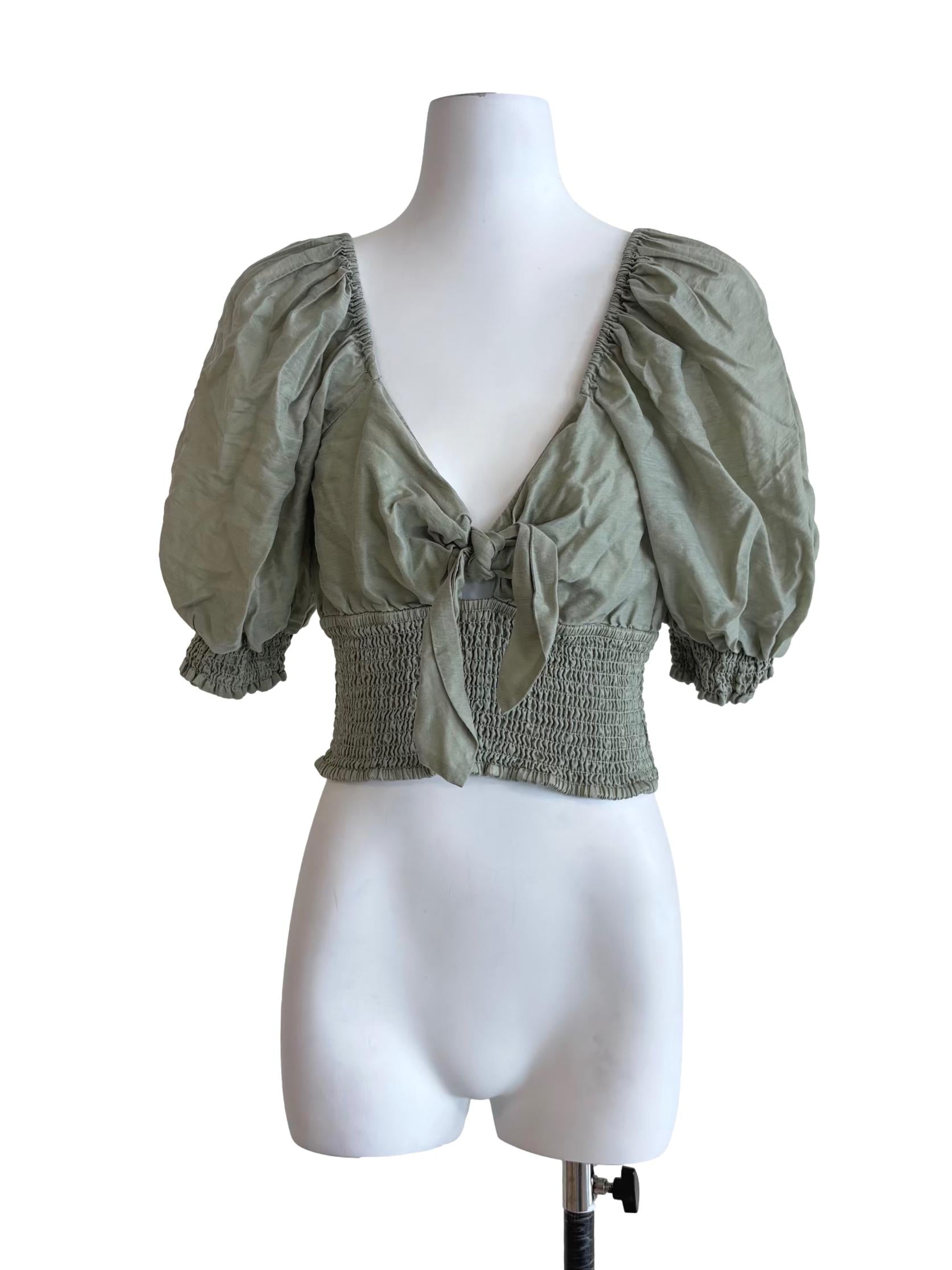 Sage Green Sweetheart Smocked Top