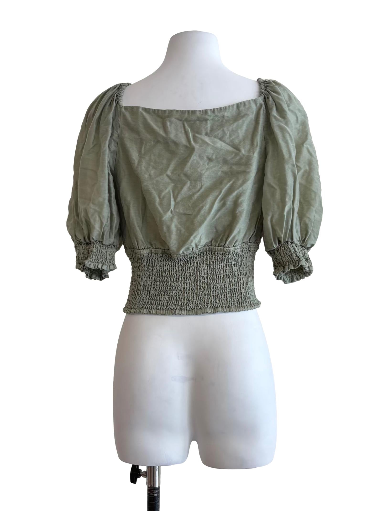 Sage Green Sweetheart Smocked Top