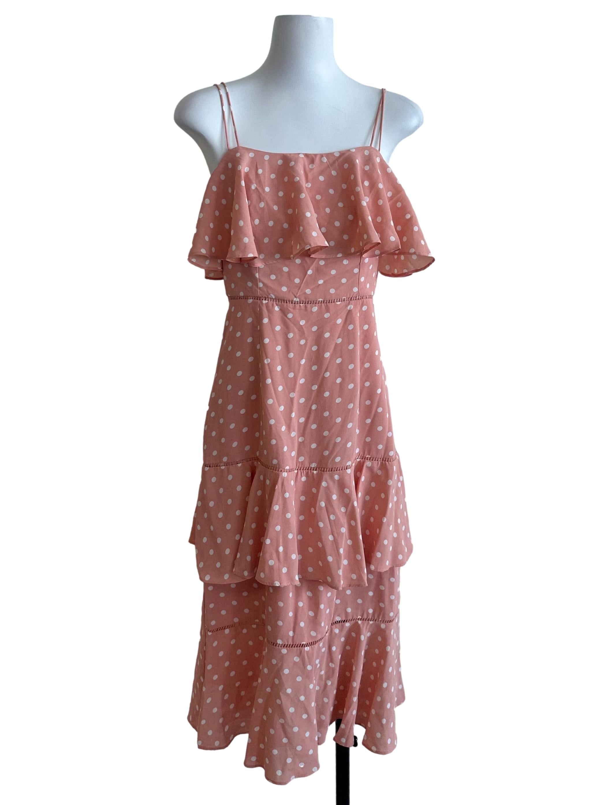Peach Pink Polkadot Layered Dress