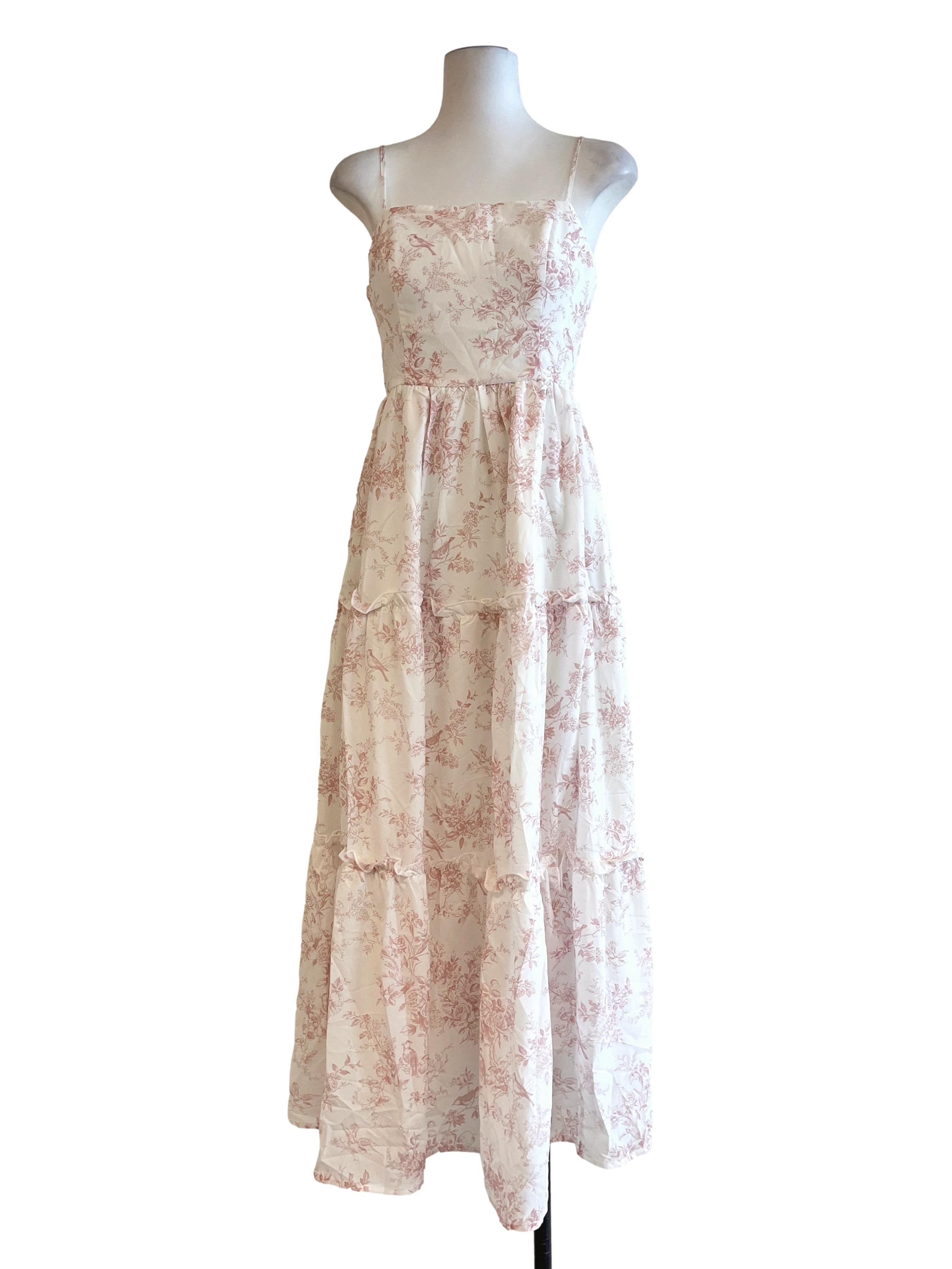 Daisy White Printed Tiered Dress