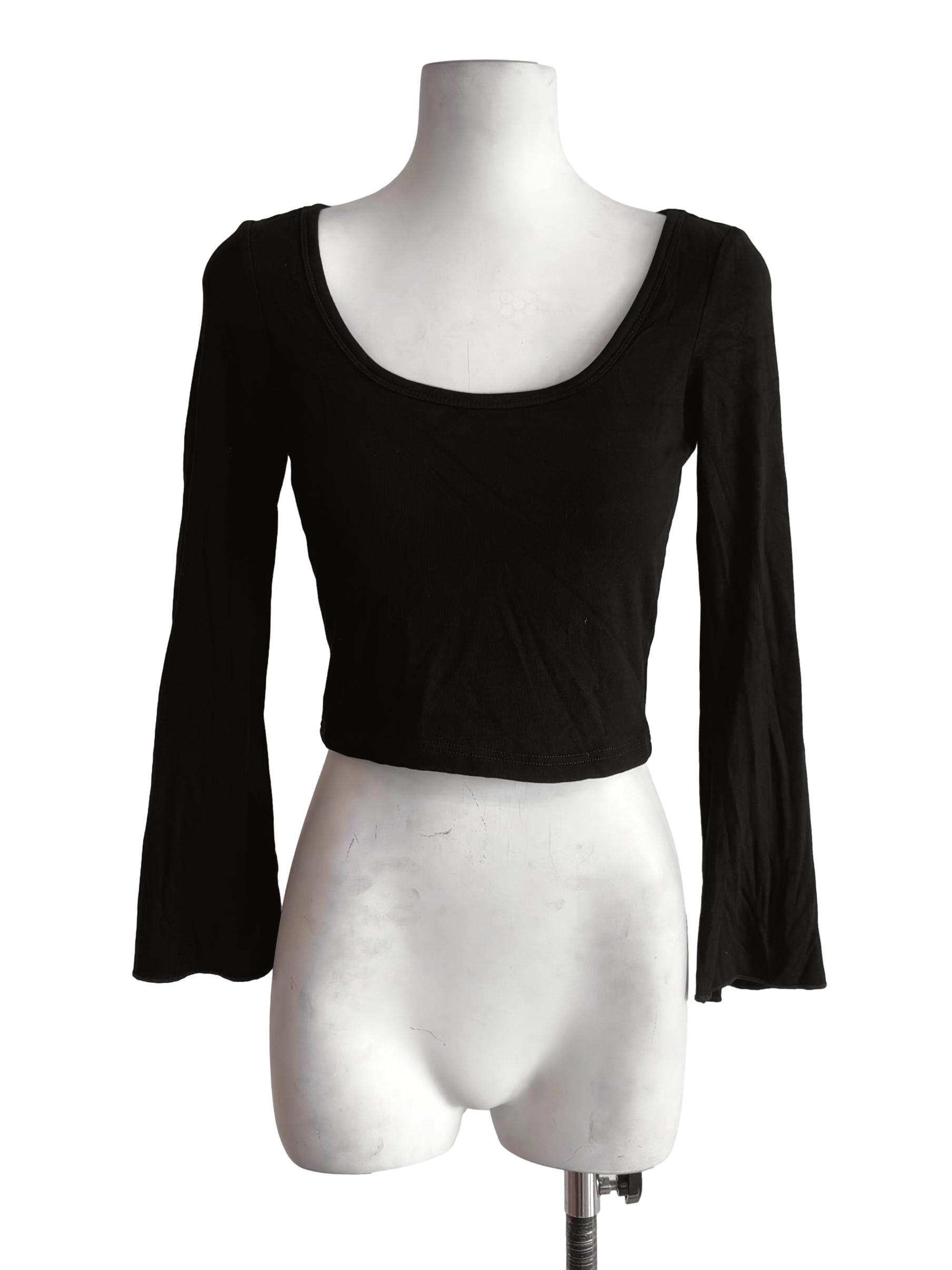 Black Scoop Neck Long Sleeve Top TTR