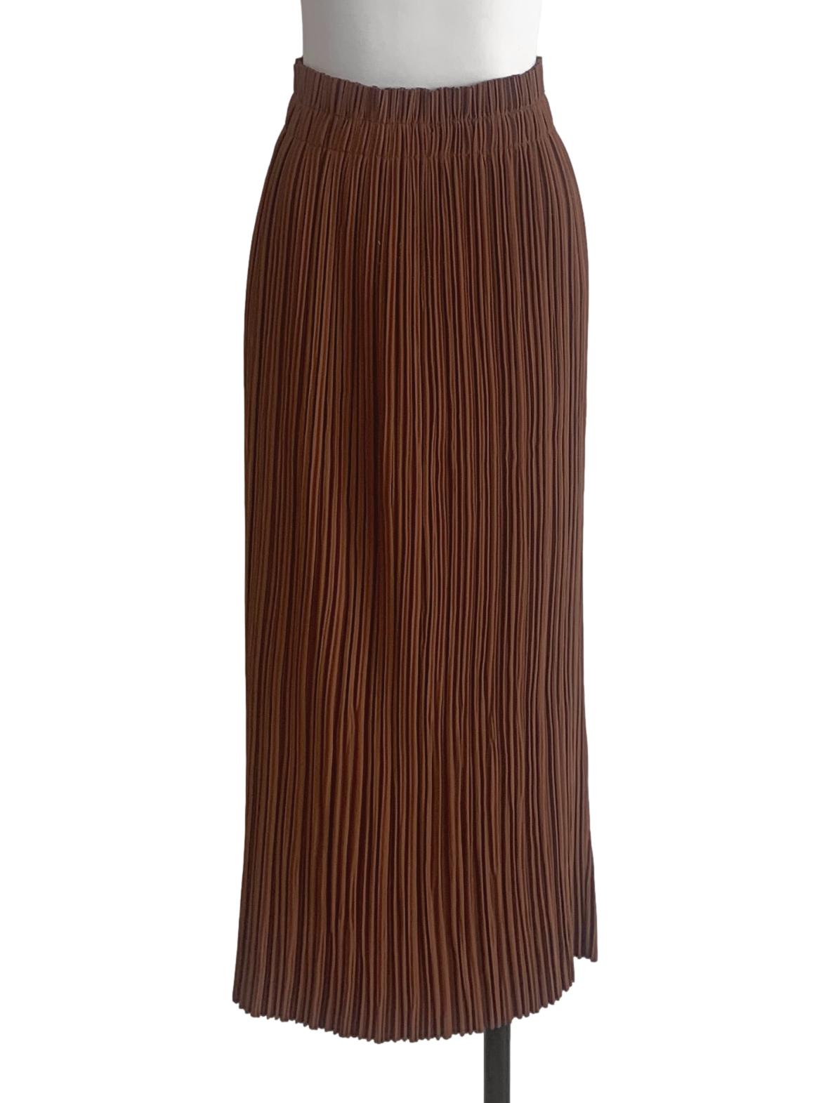 Wood Brown Pleated Skirts