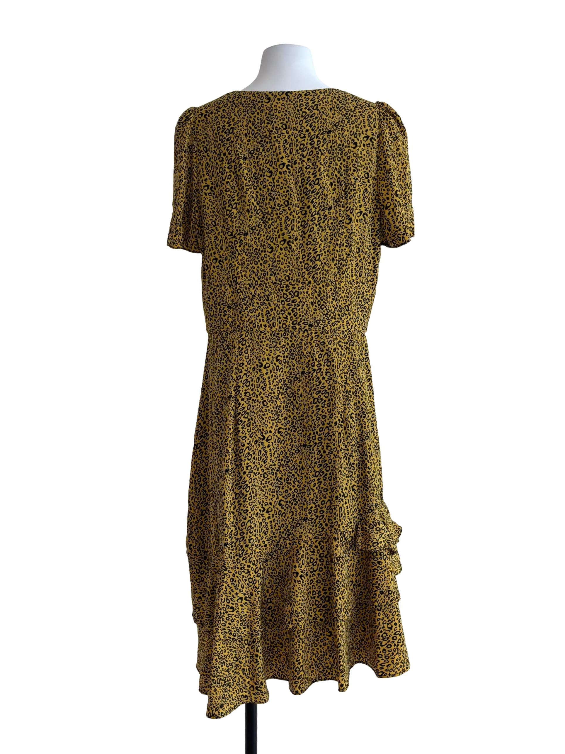 Dijon Yellow Leopard Print Tier Dress