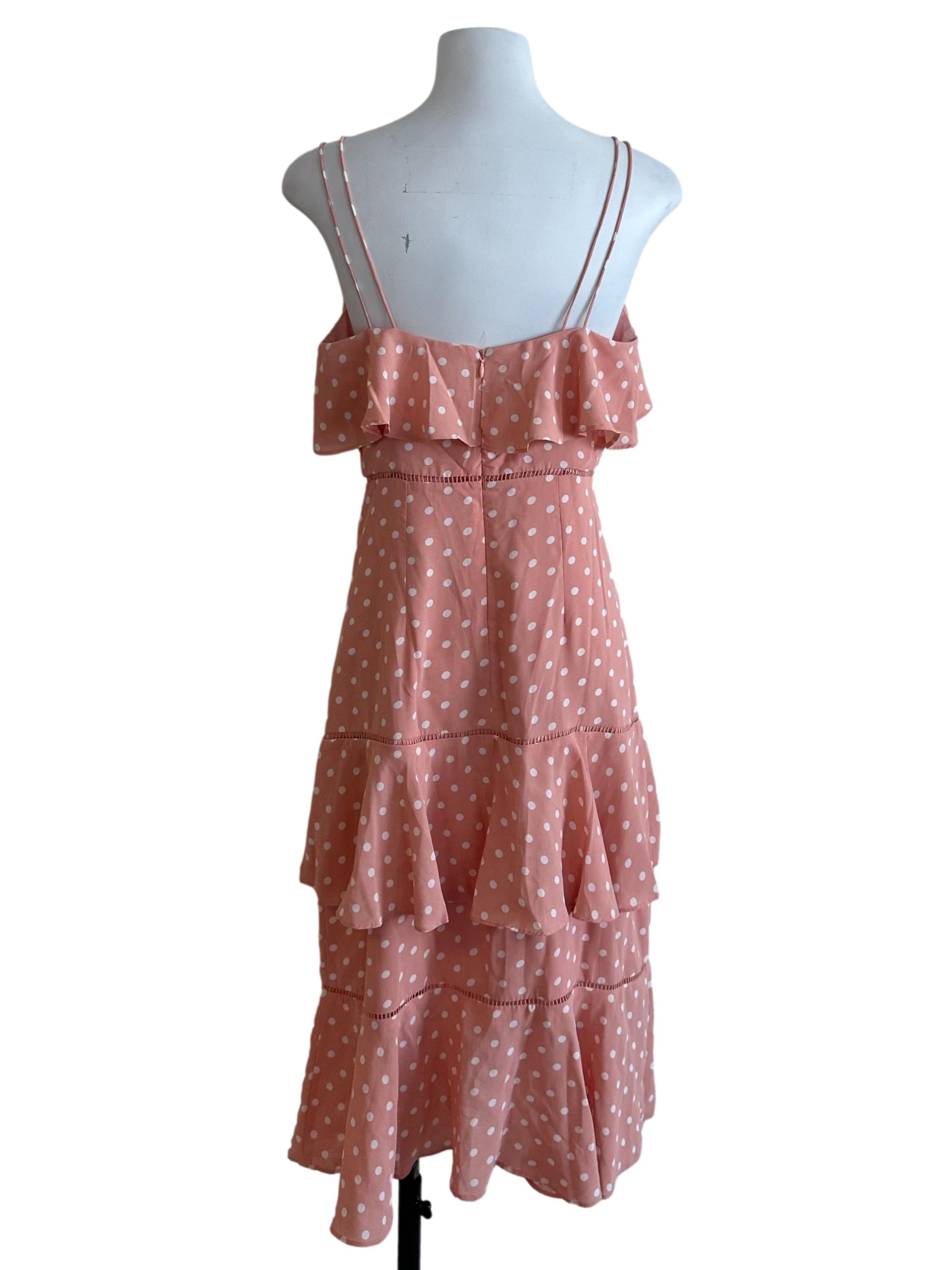 Peach Pink Polkadot Layered Dress