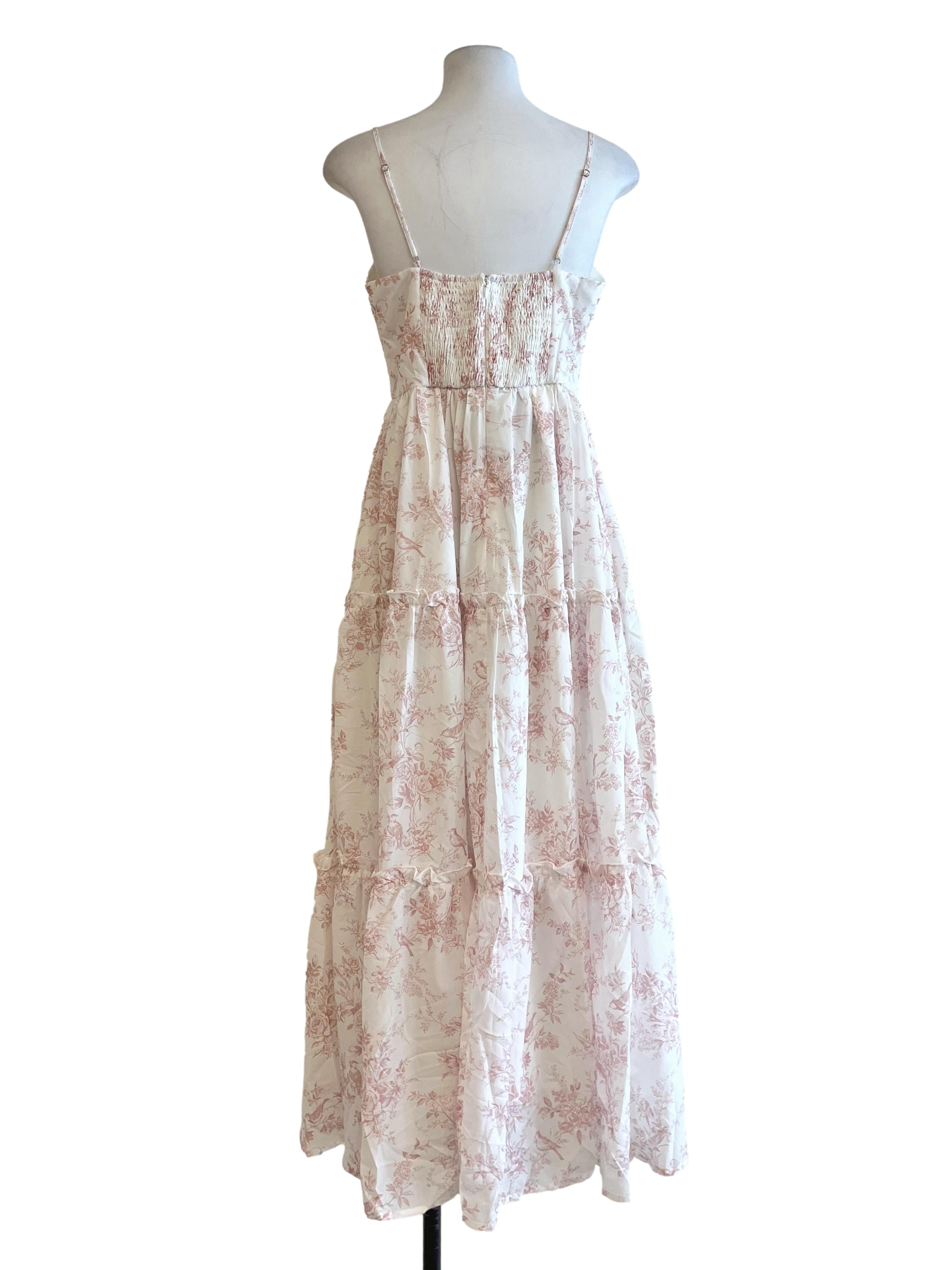 Daisy White Printed Tiered Dress