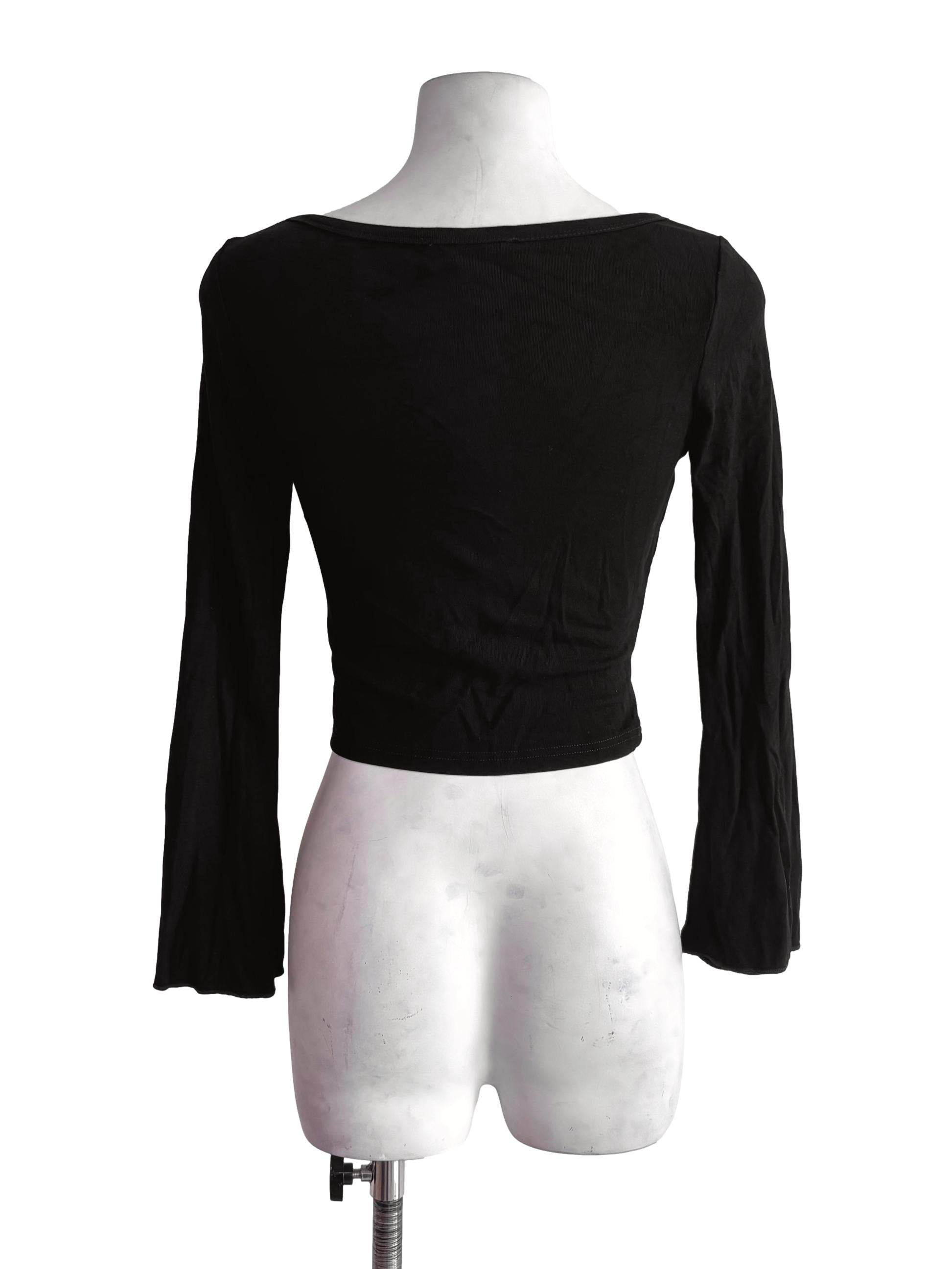Black Scoop Neck Long Sleeve Top TTR