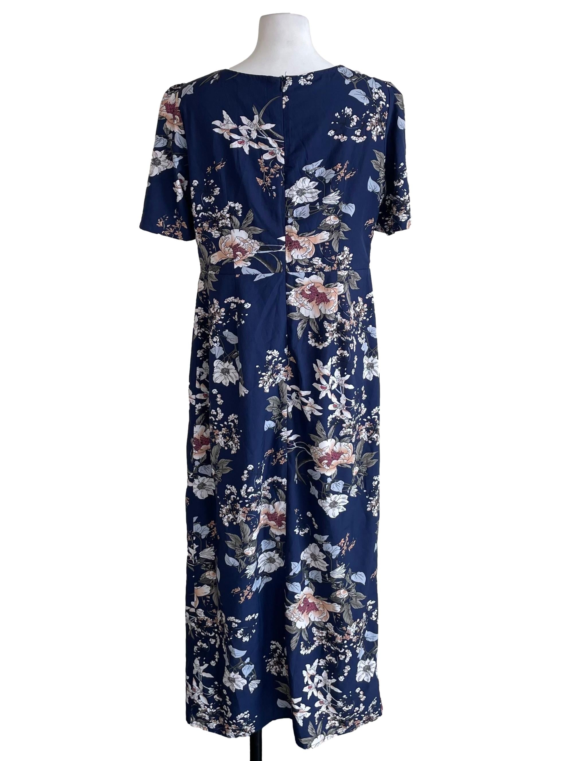 Navy Floral Sweetheart Dress
