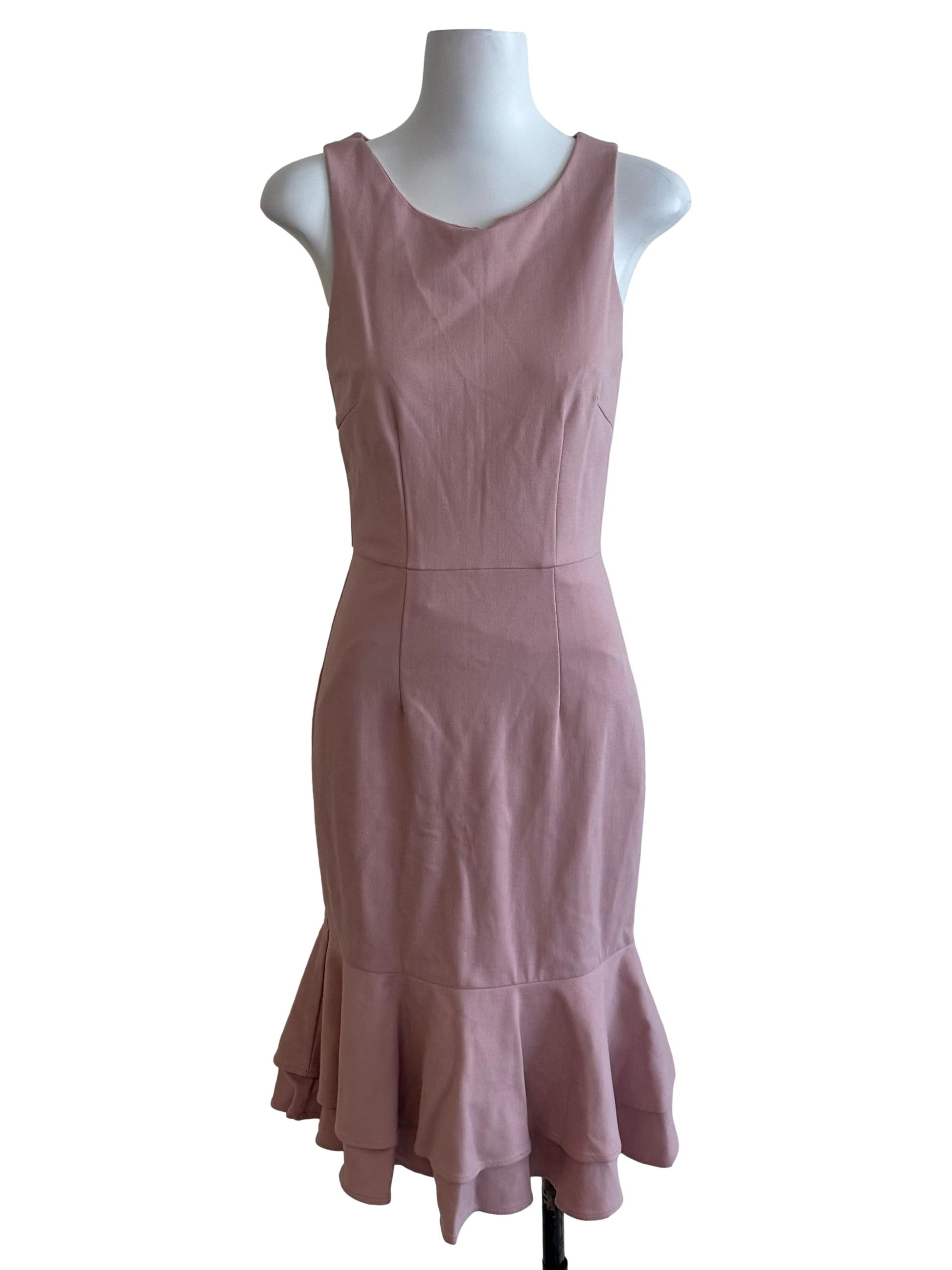 Ash Pink Ruffle Sheath Dress