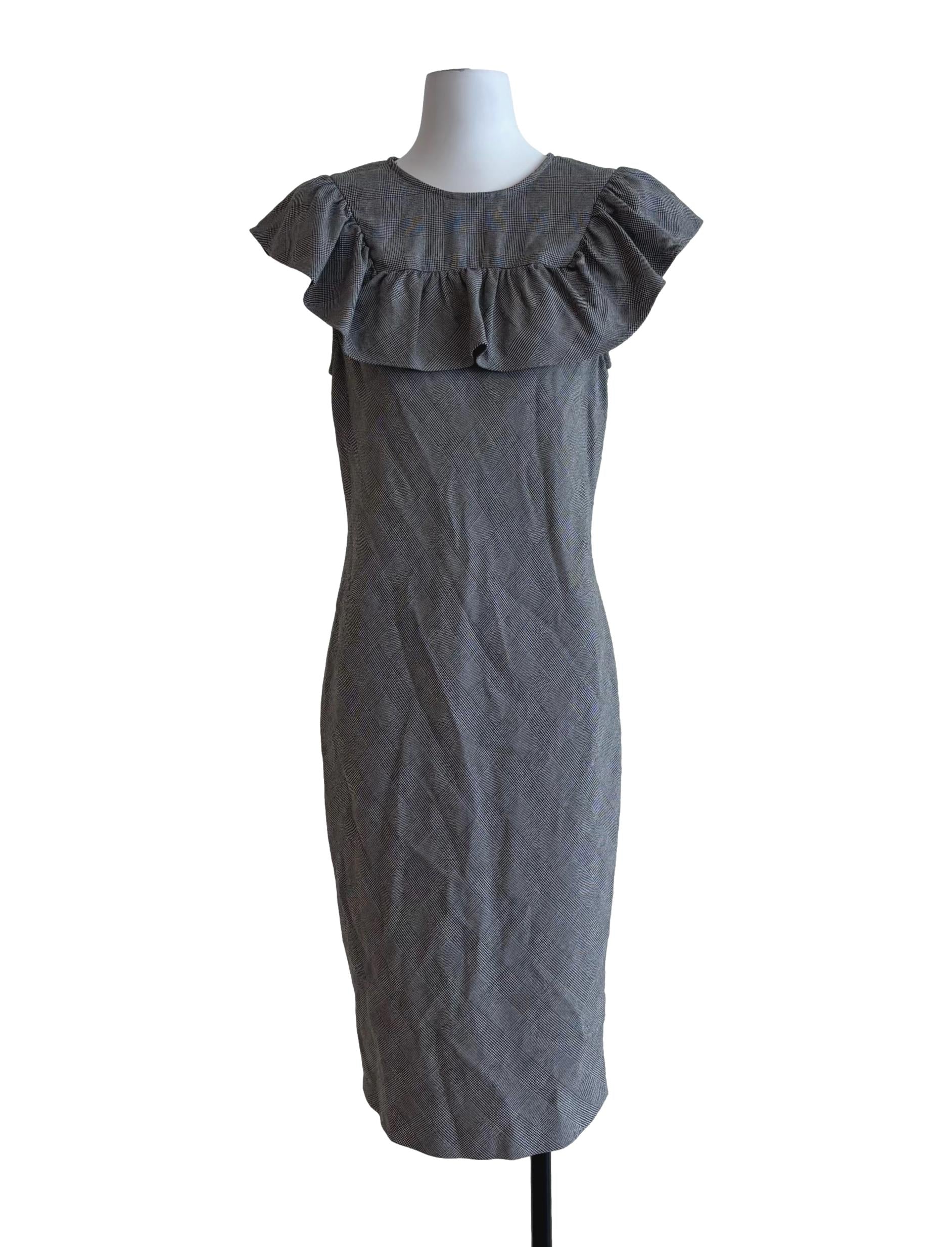 Snow Grey Ruffle Pencil Dress
