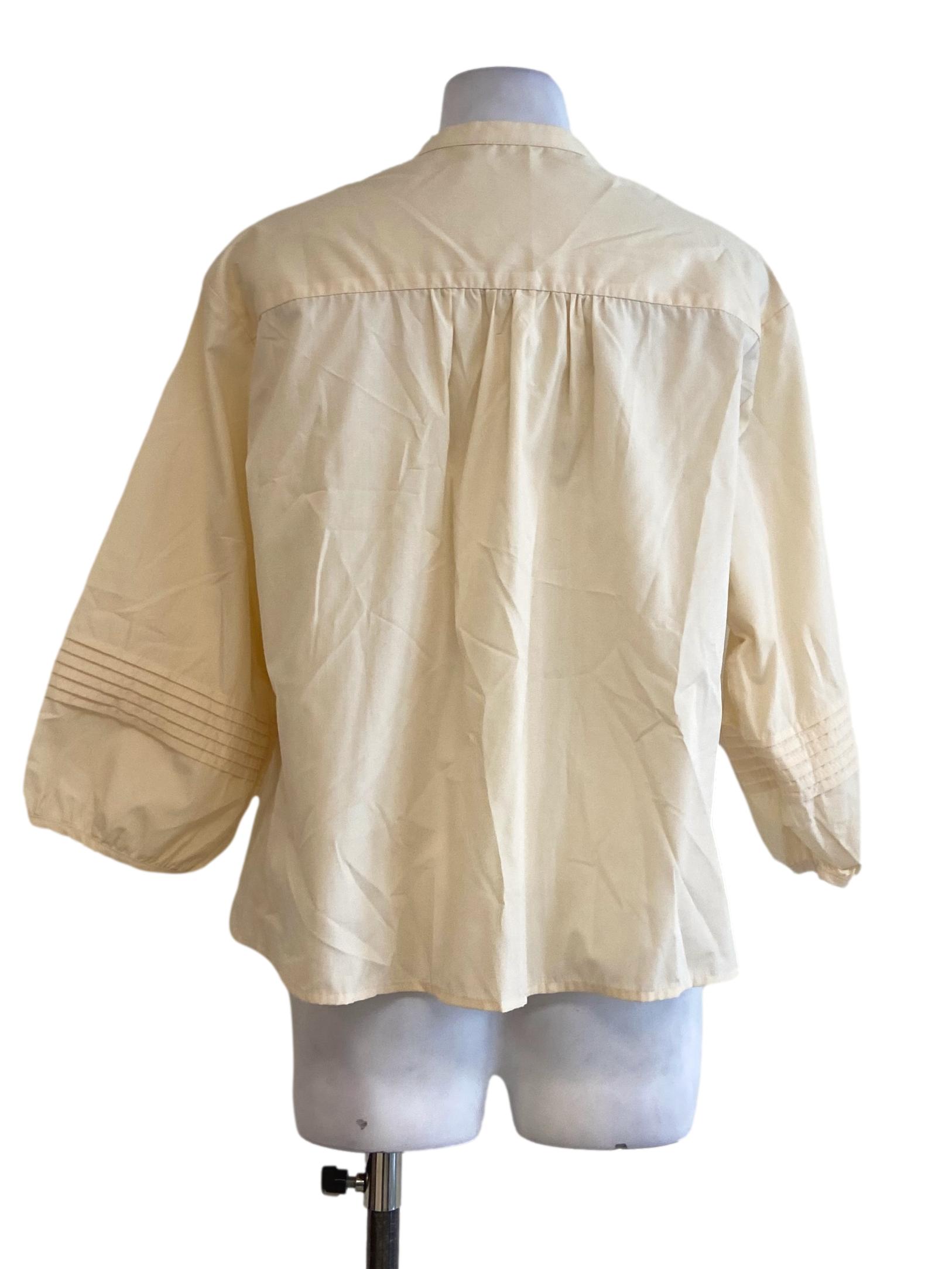 Egg Shell Button Down Linen Blouse TWL