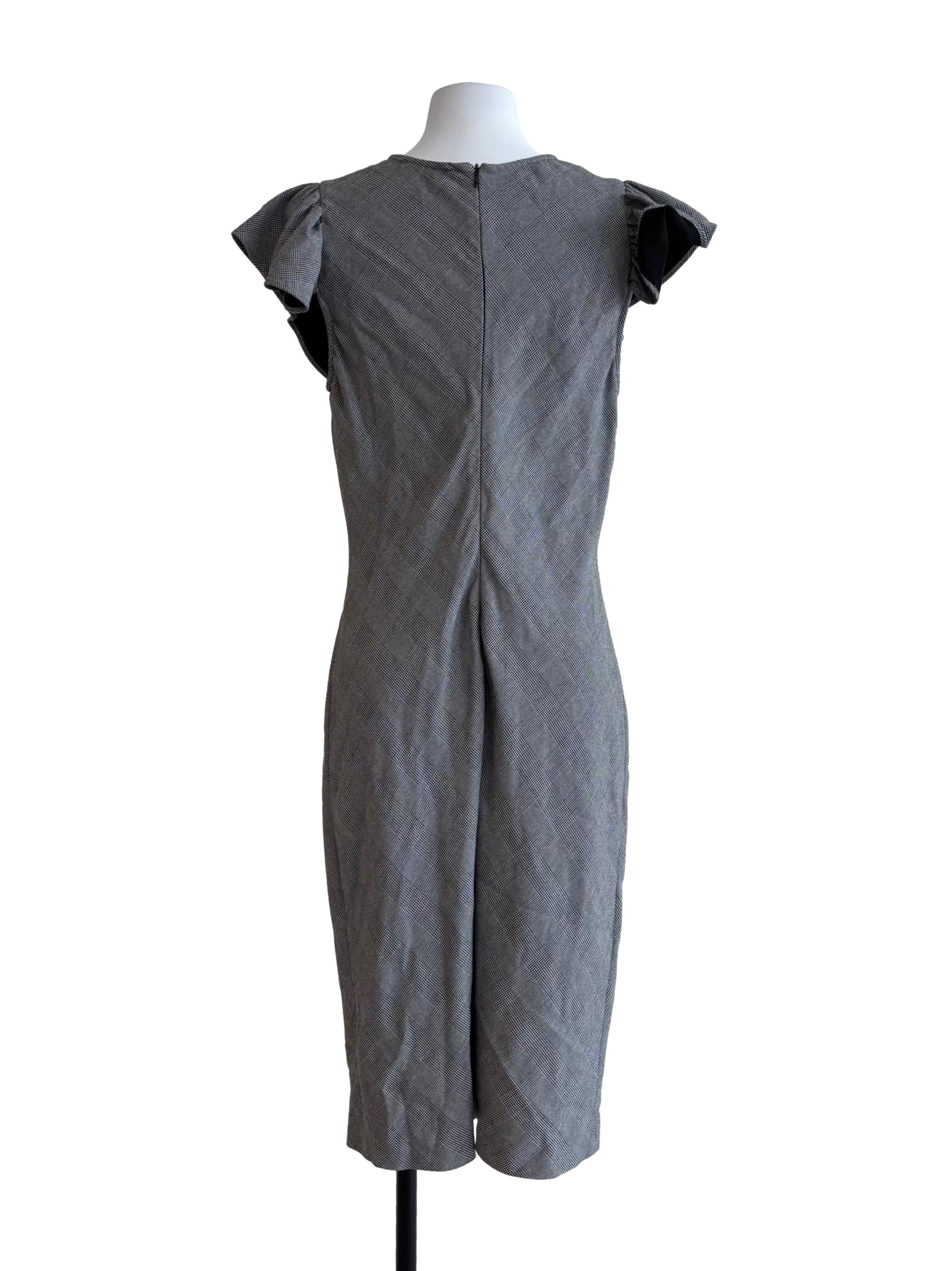 Snow Grey Ruffle Pencil Dress