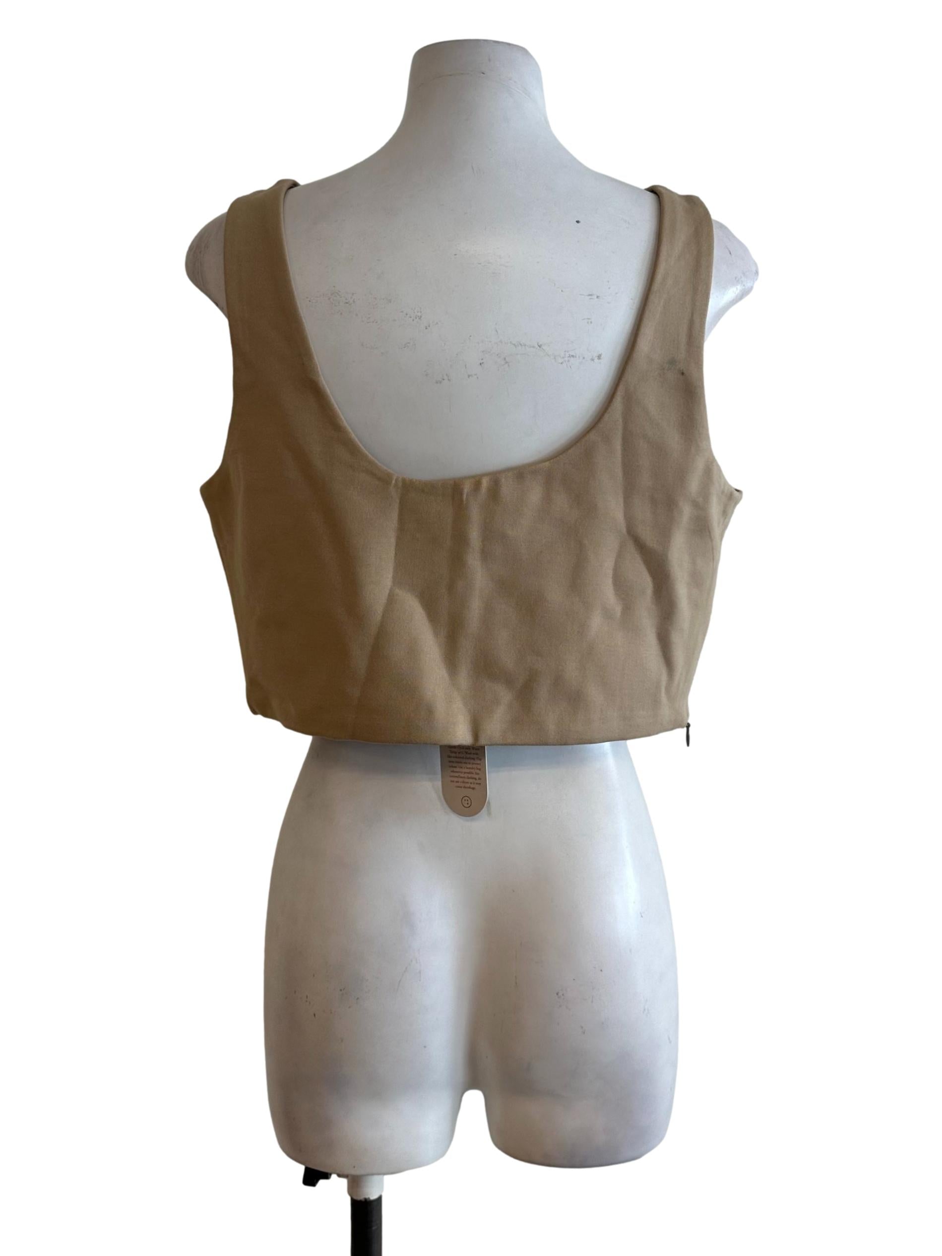 Khaki Brown Scoop Neckline Top