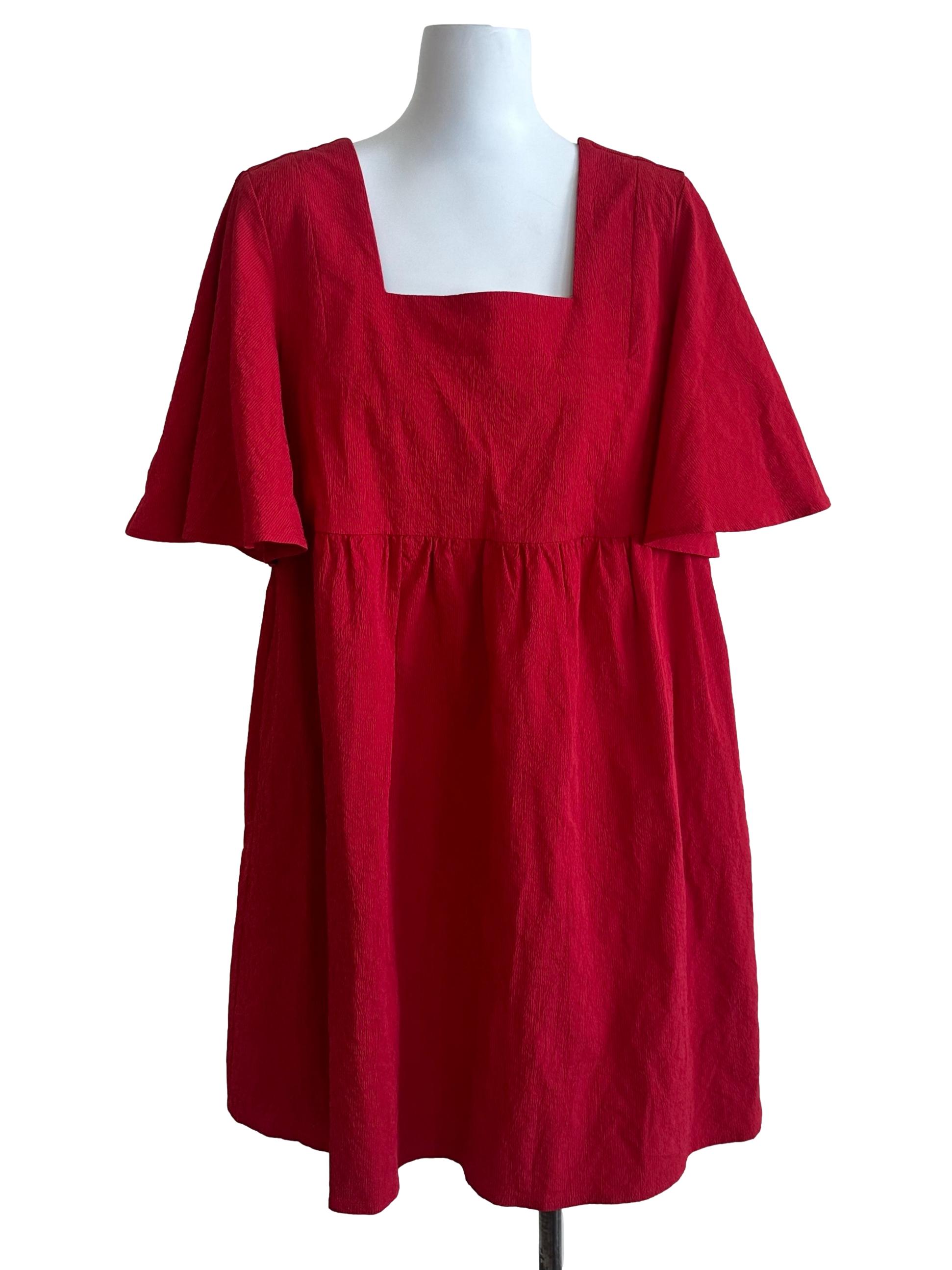 Blood Red Textured Back Tie Dress