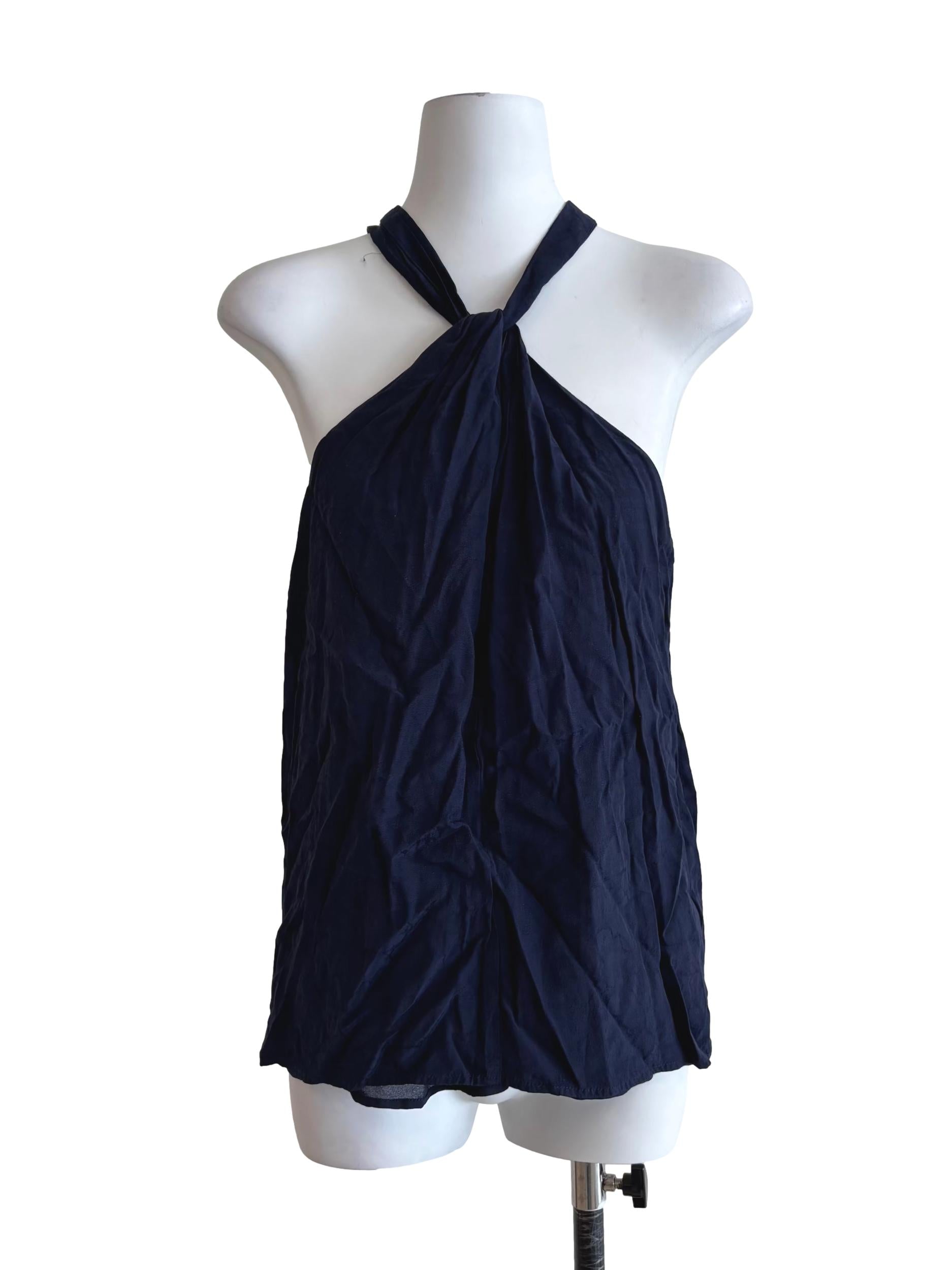 Midnight Blue Linen Halter Top