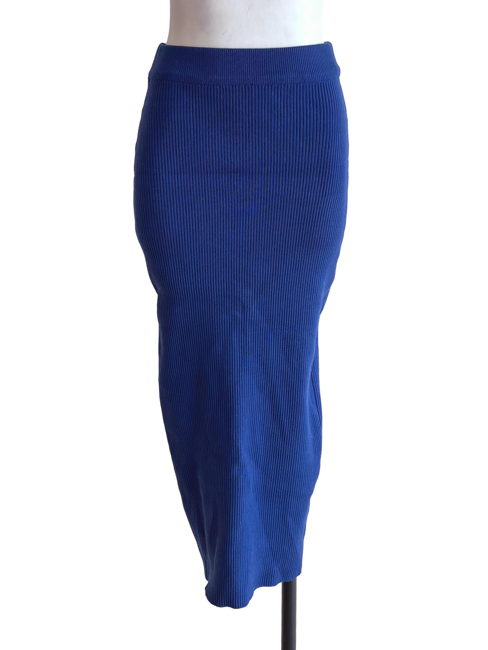 Cobalt Blue Knit Midi Skirt