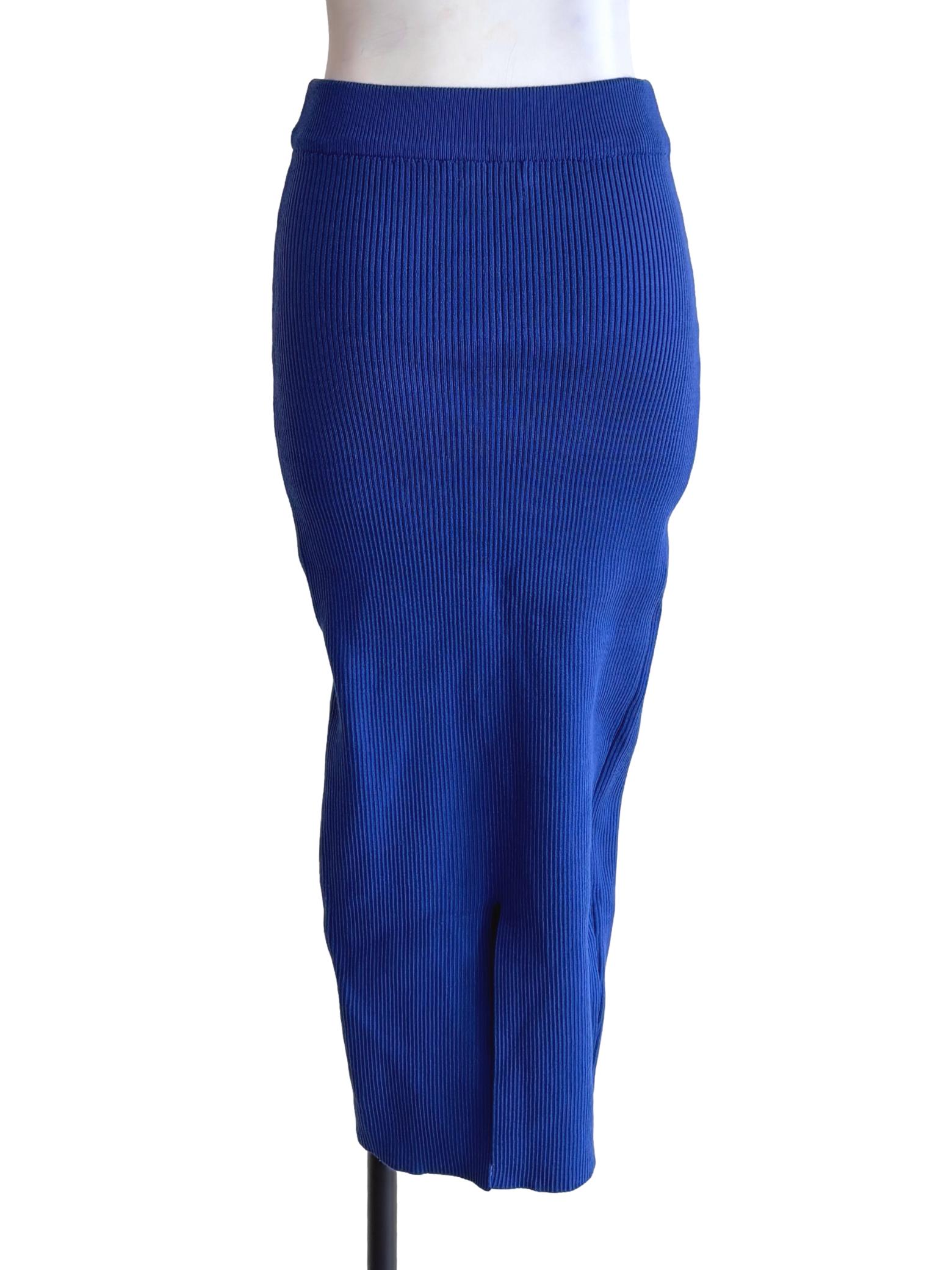 Cobalt Blue Knit Midi Skirt