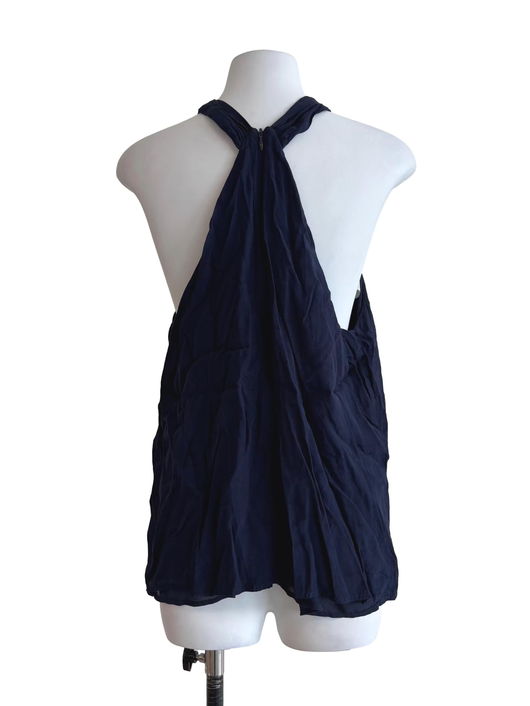 Midnight Blue Linen Halter Top