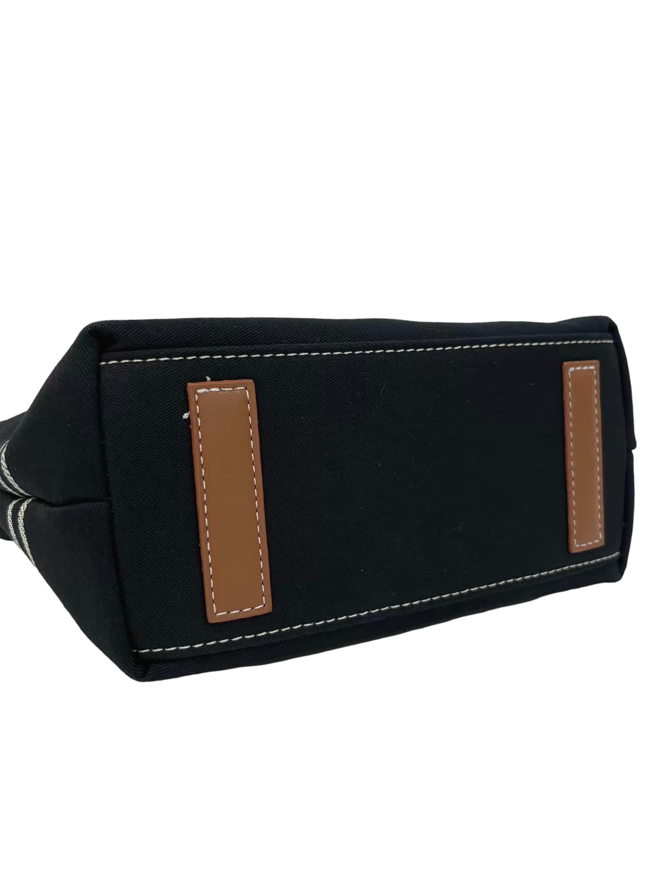 Navy Blue Double-Stripe Canvas Shoulder Bag