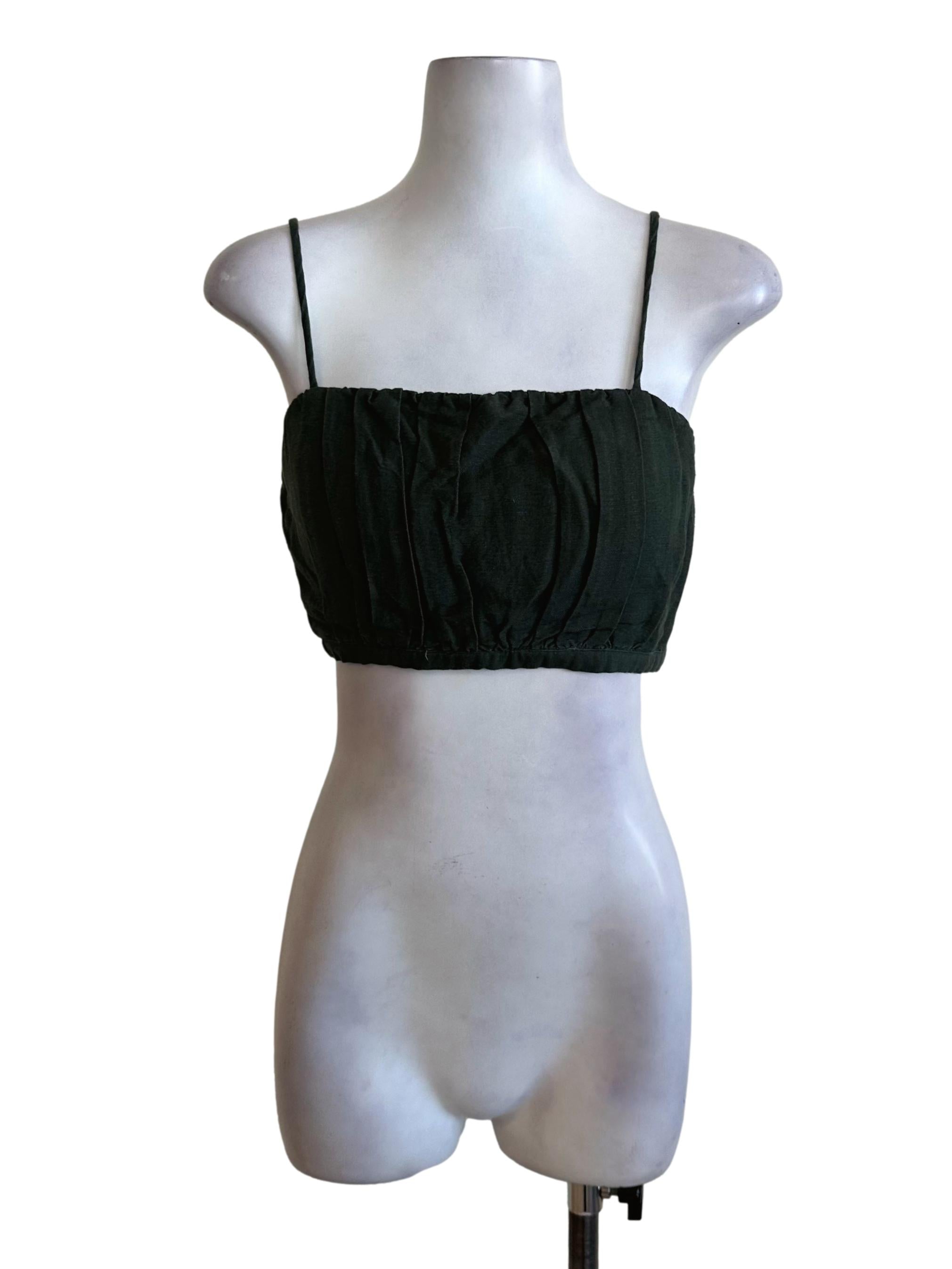Dark Green Pleated Top LB