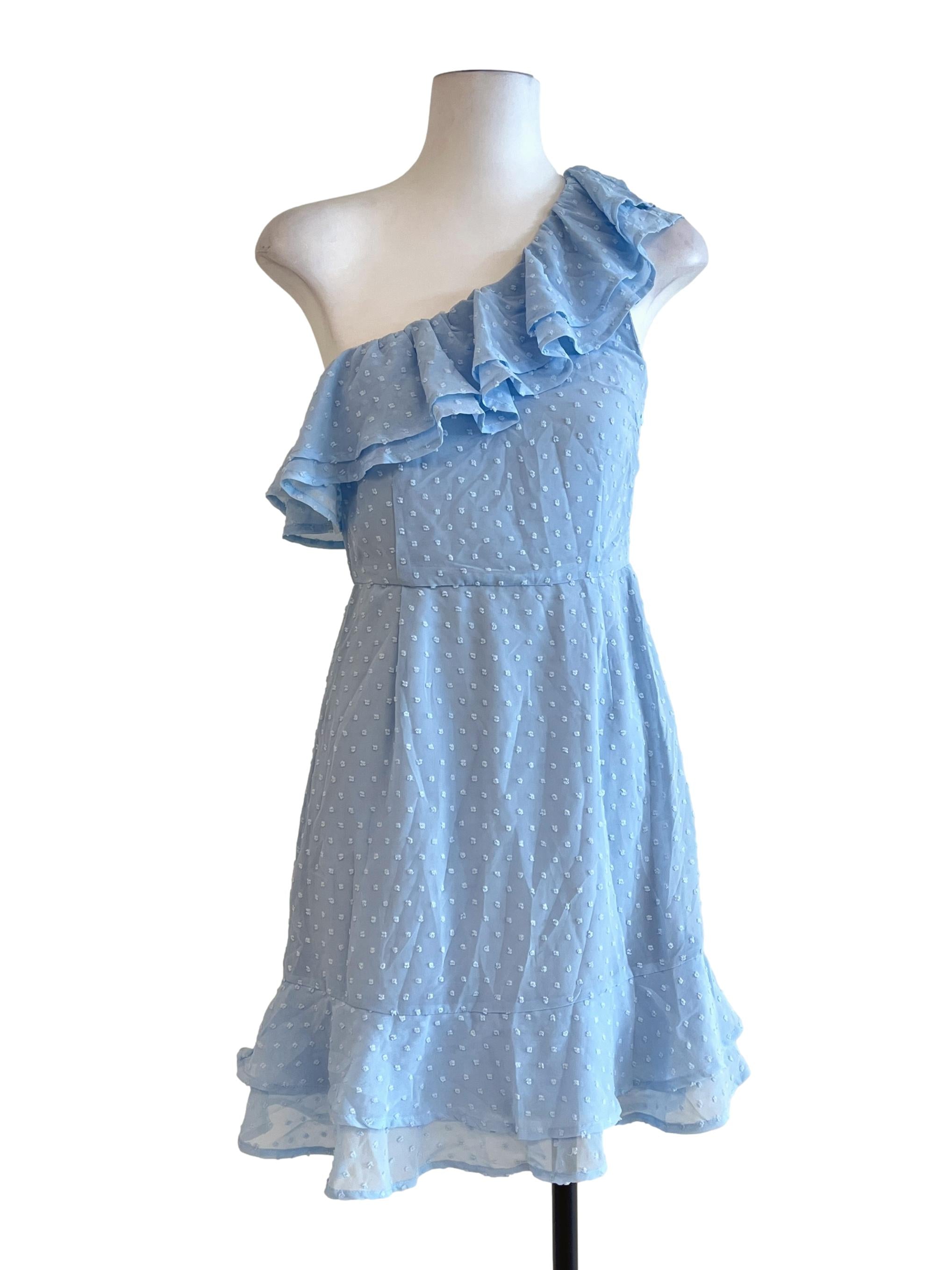 Sky Blue One Shoulder Dress
