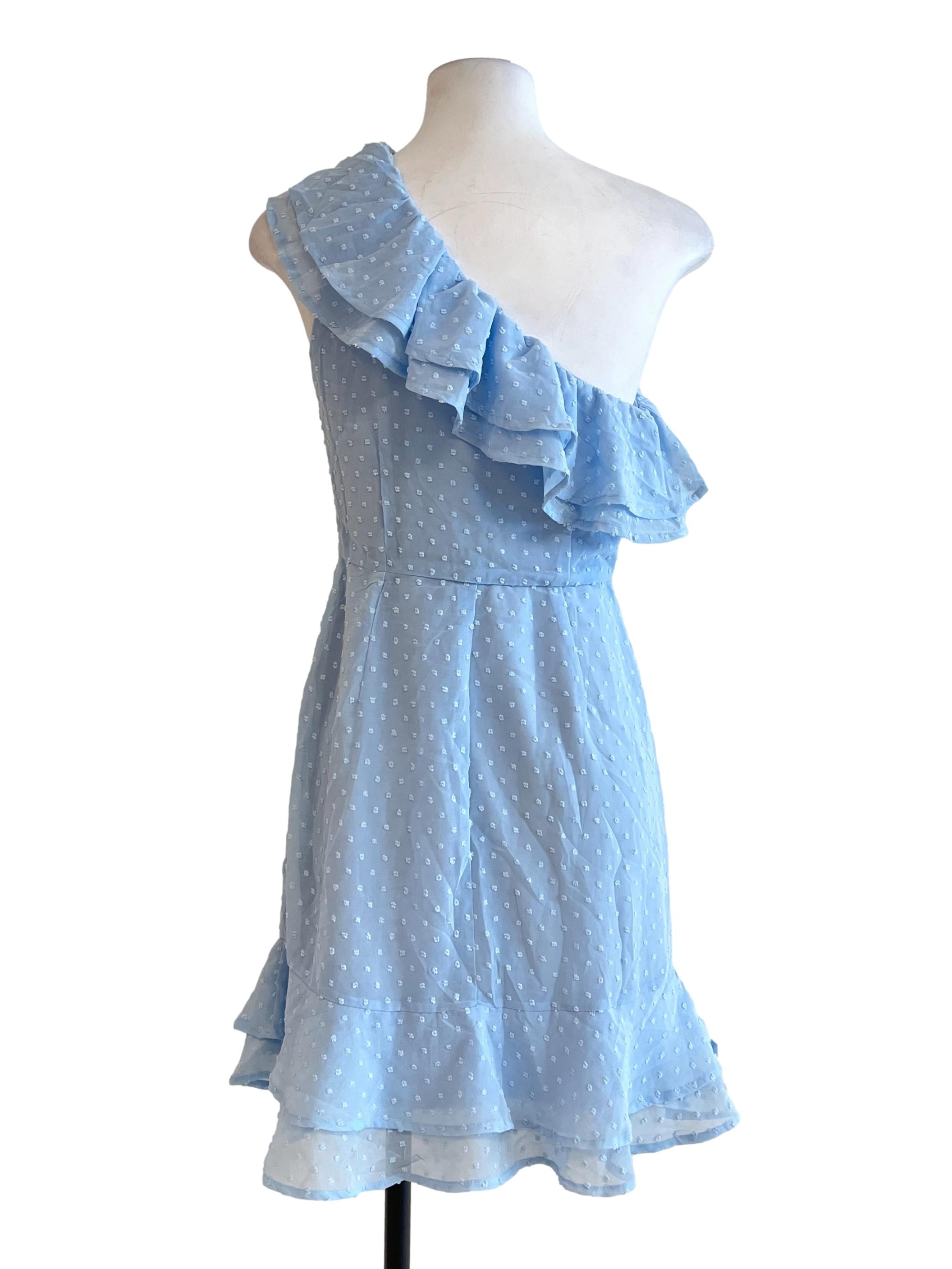 Sky Blue One Shoulder Dress