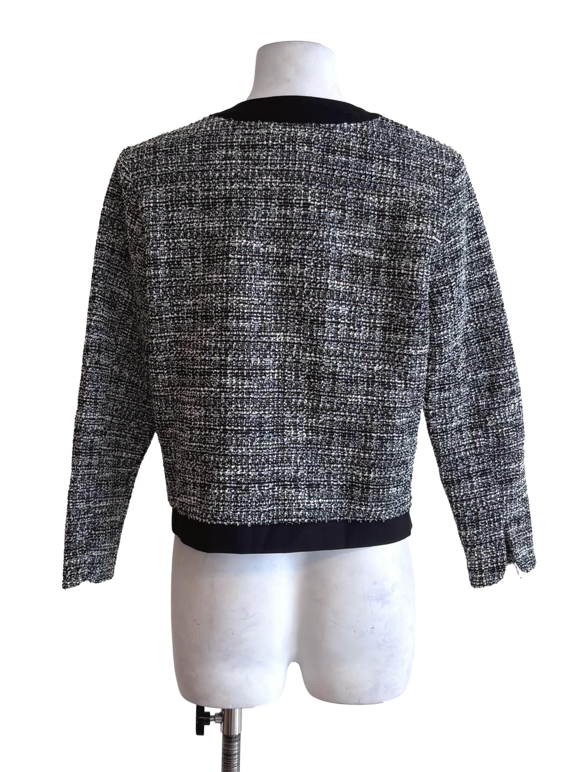 Black Tweed Contrast Cardigan