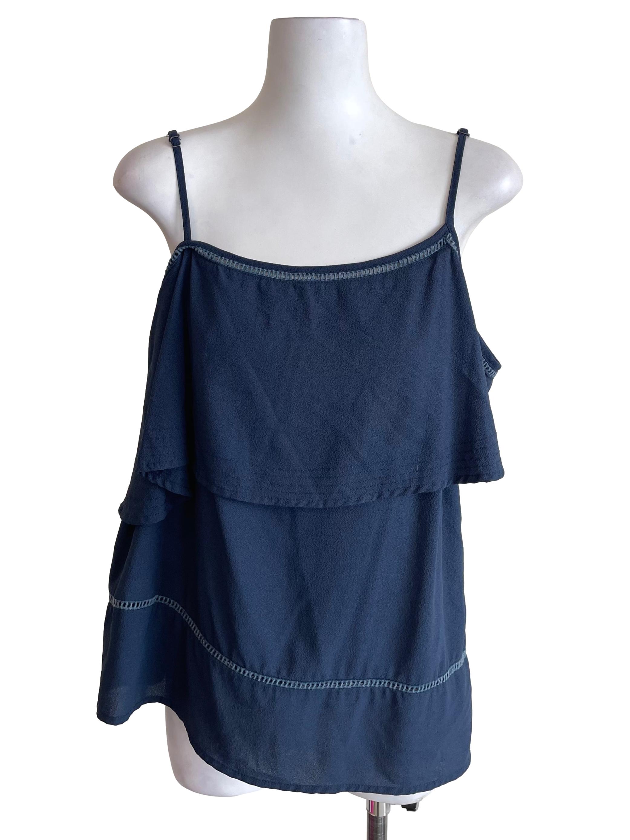 Denim Hollow Overlay Cami Top