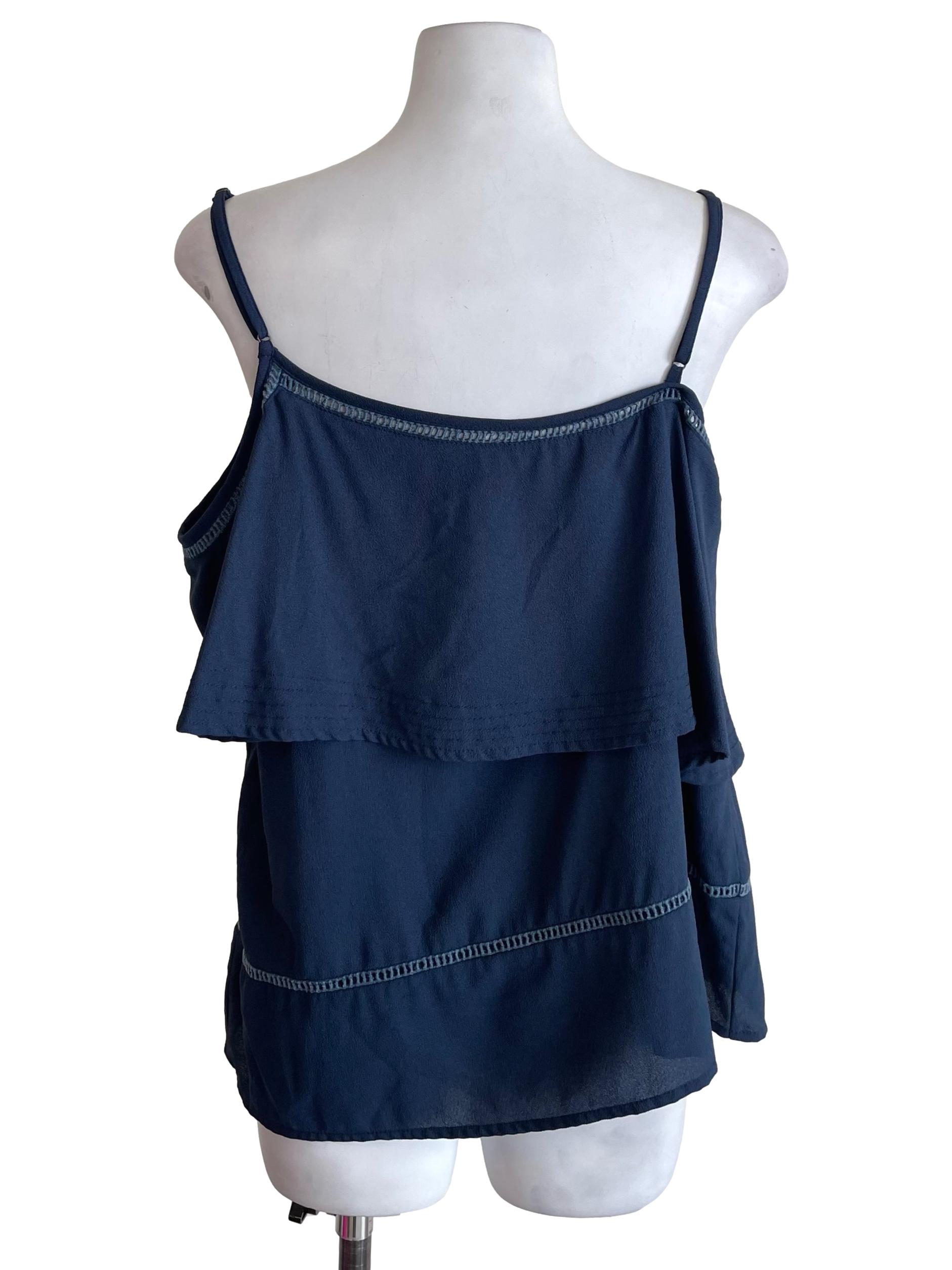 Denim Hollow Overlay Cami Top