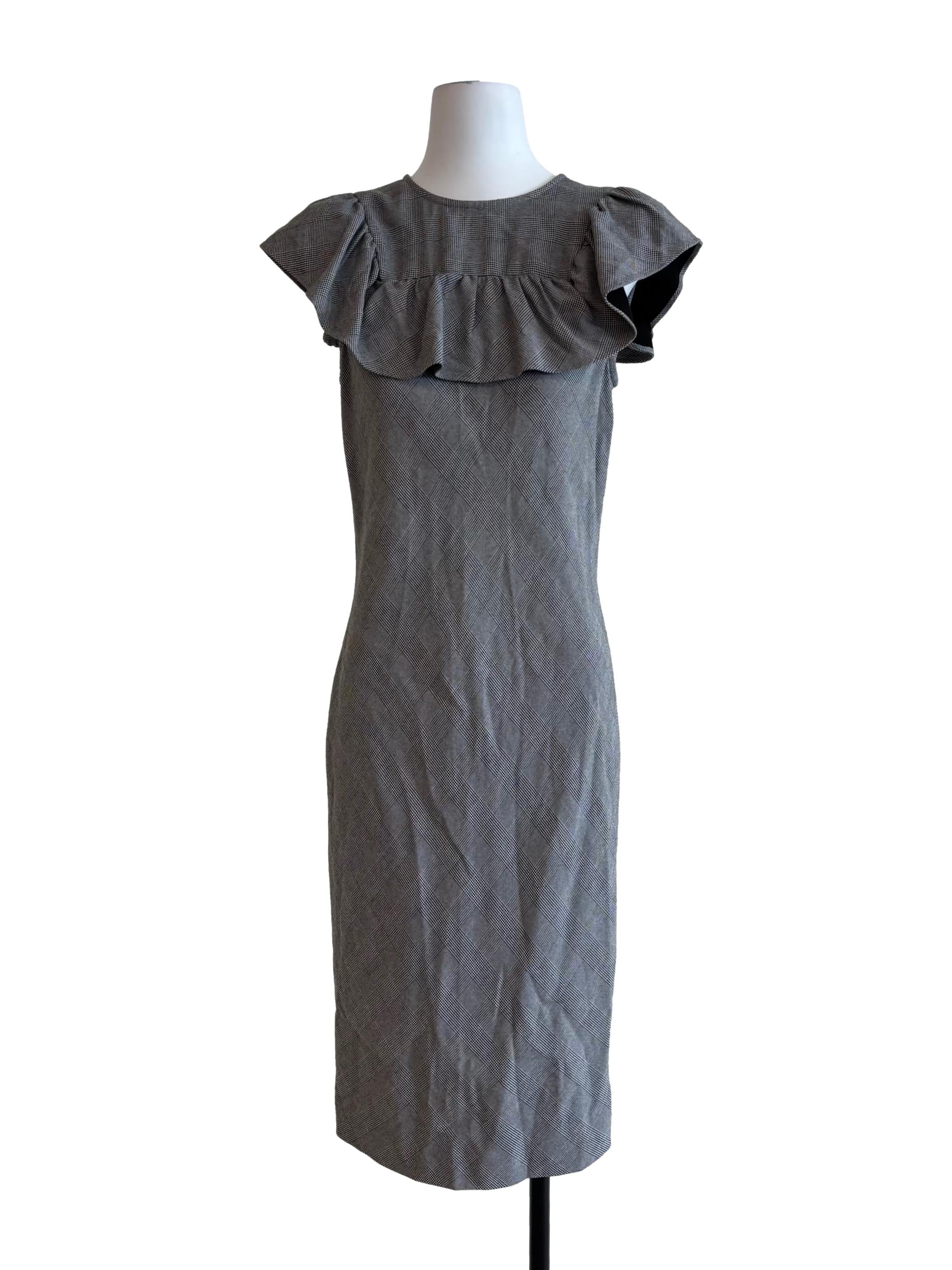 Snow Grey Houndstooth Pencil Dress