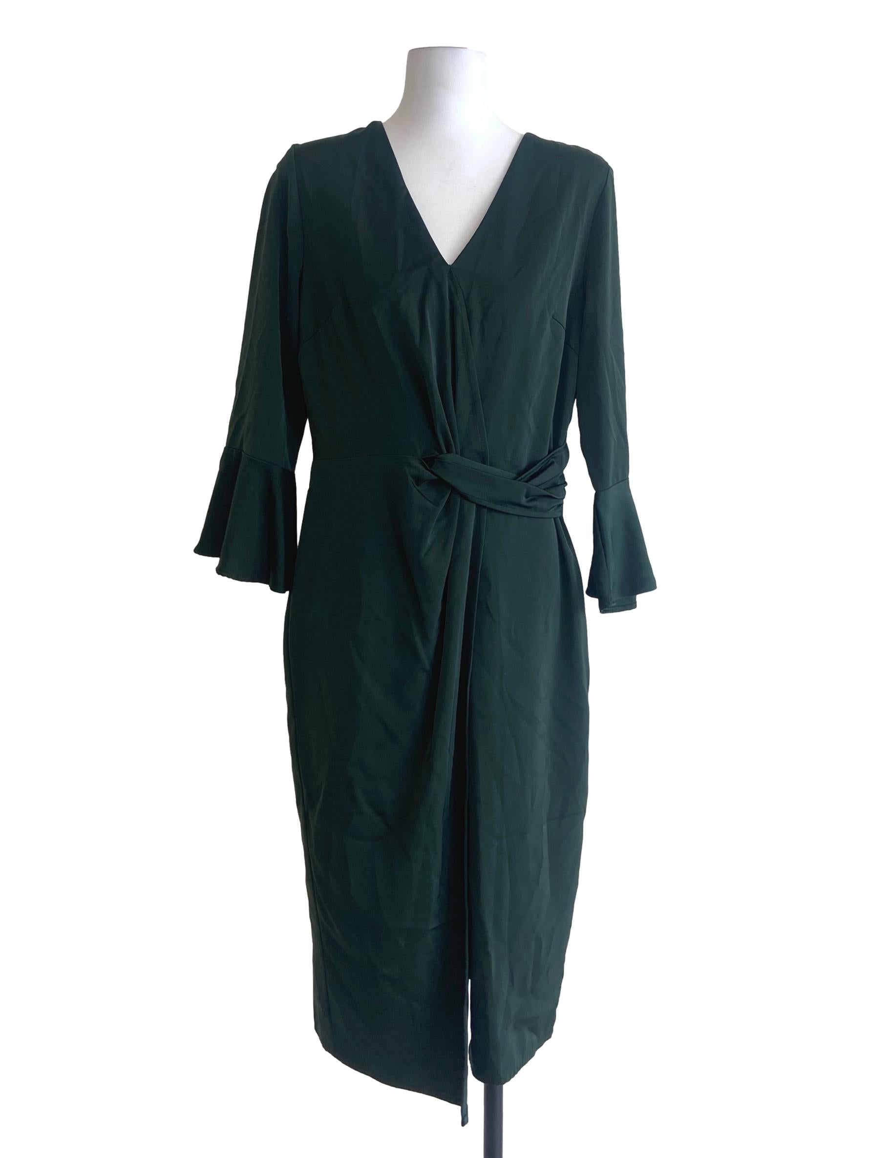 Emerald Green V-Neck Slit Dress