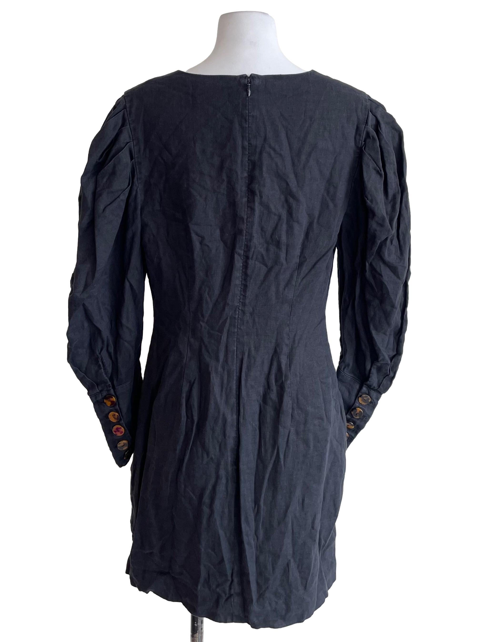Iron Grey V Neck Leg Of Mutton Dress