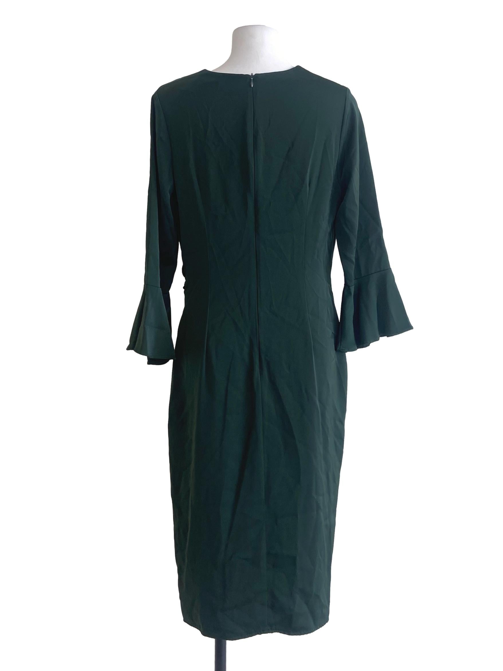 Emerald Green V-Neck Slit Dress