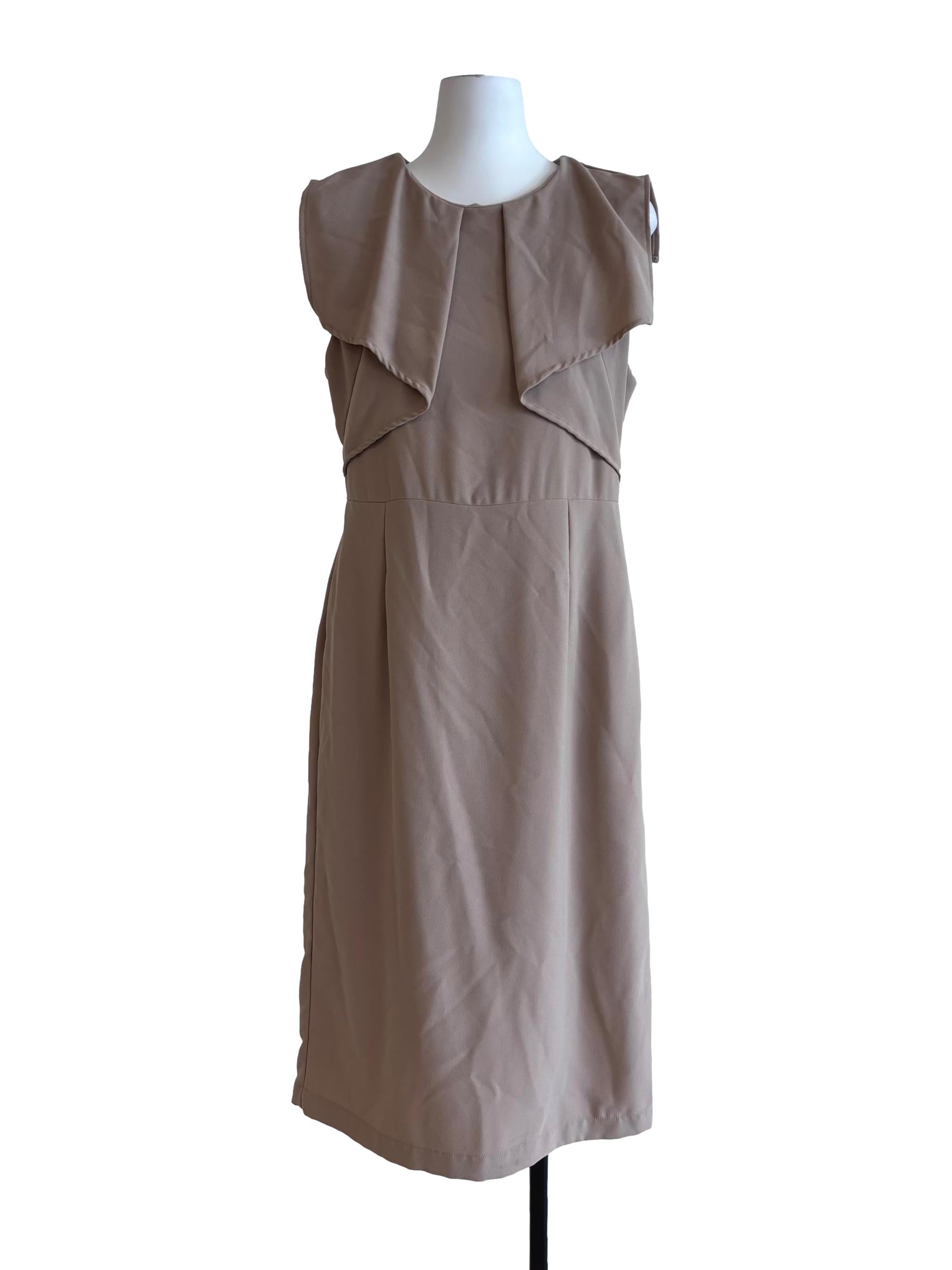 Khaki Sleeveless Shift Dress