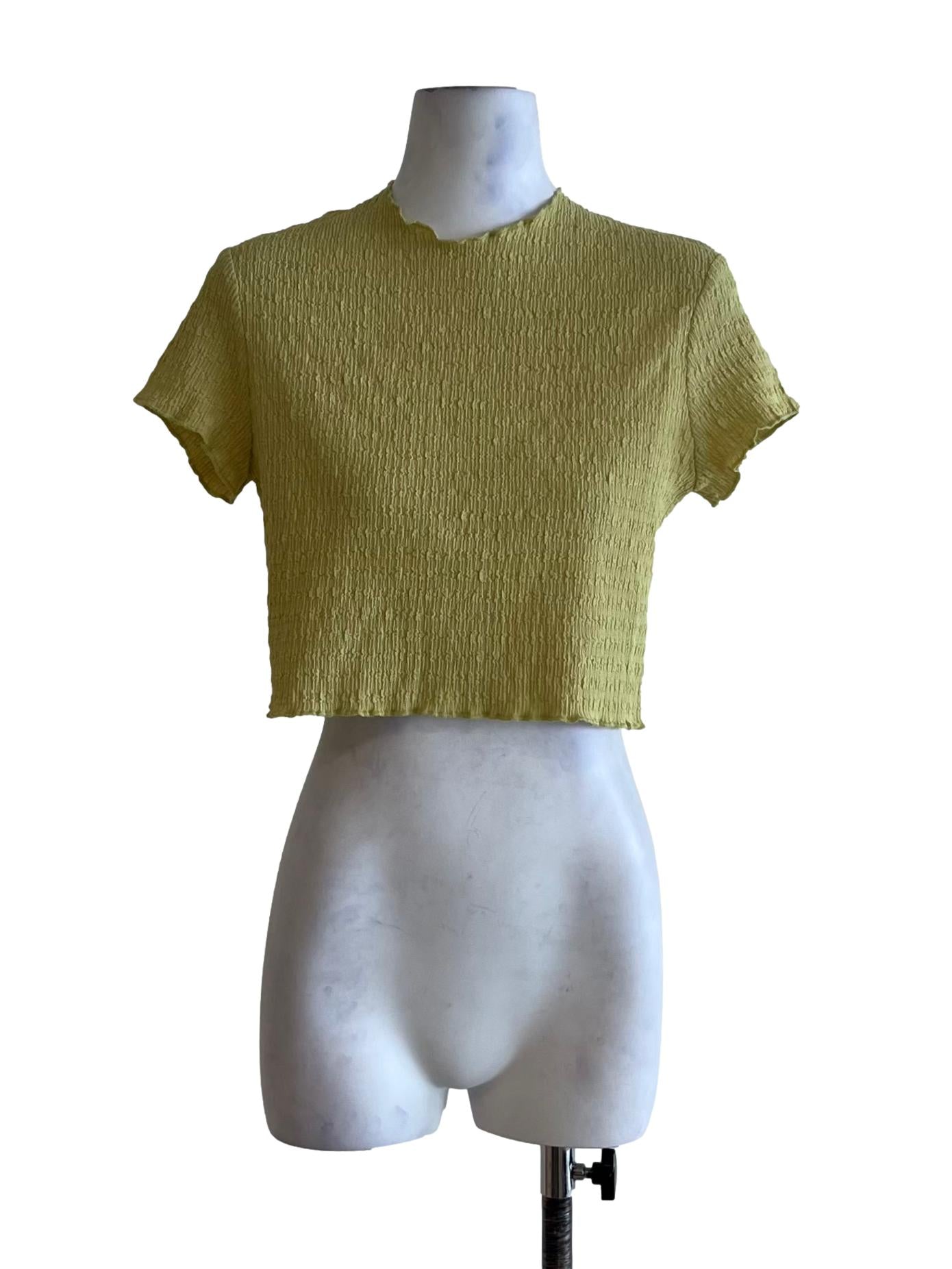 Lime Green Jewel Neckline Blouse LB