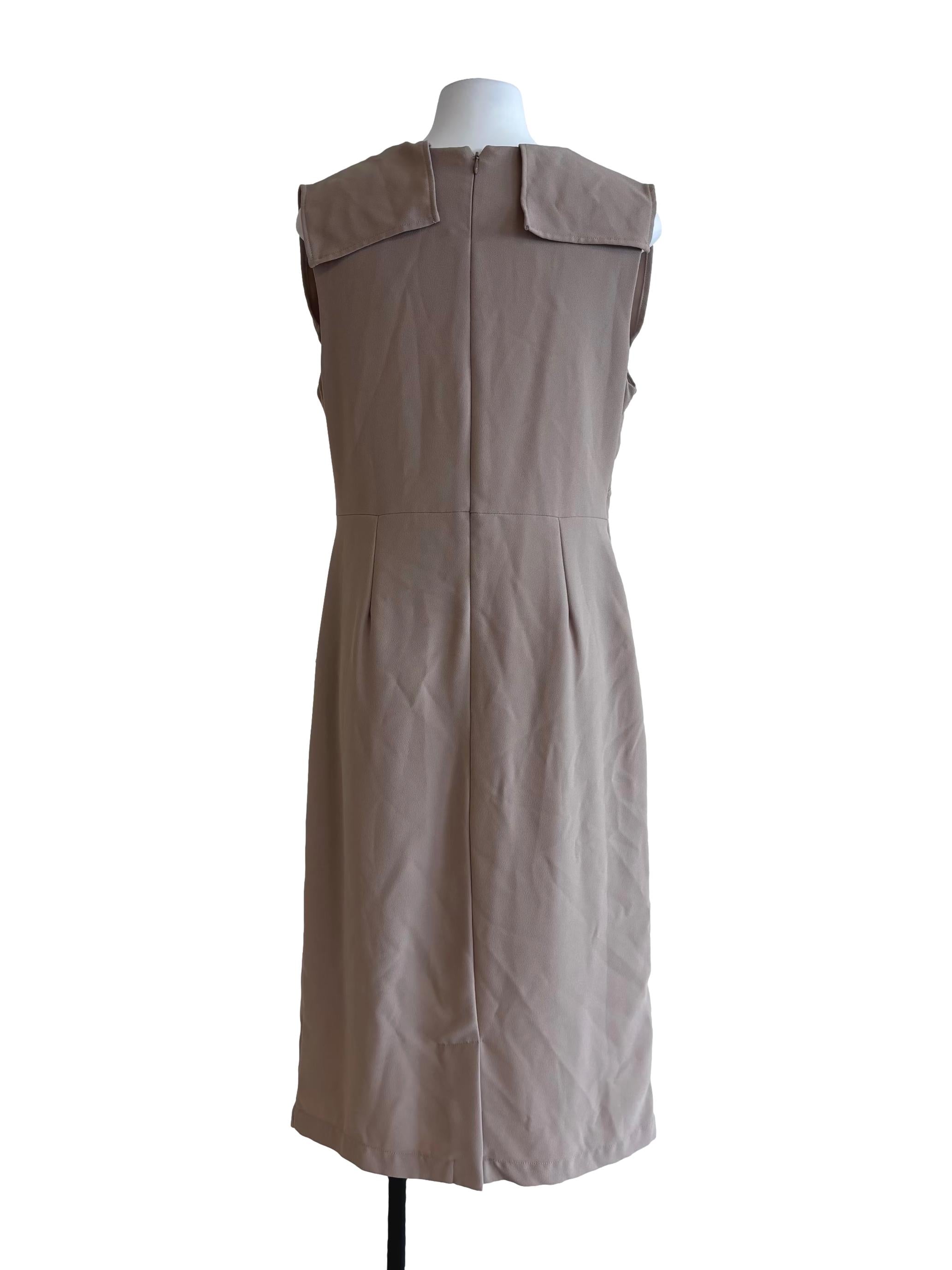 Khaki Sleeveless Shift Dress