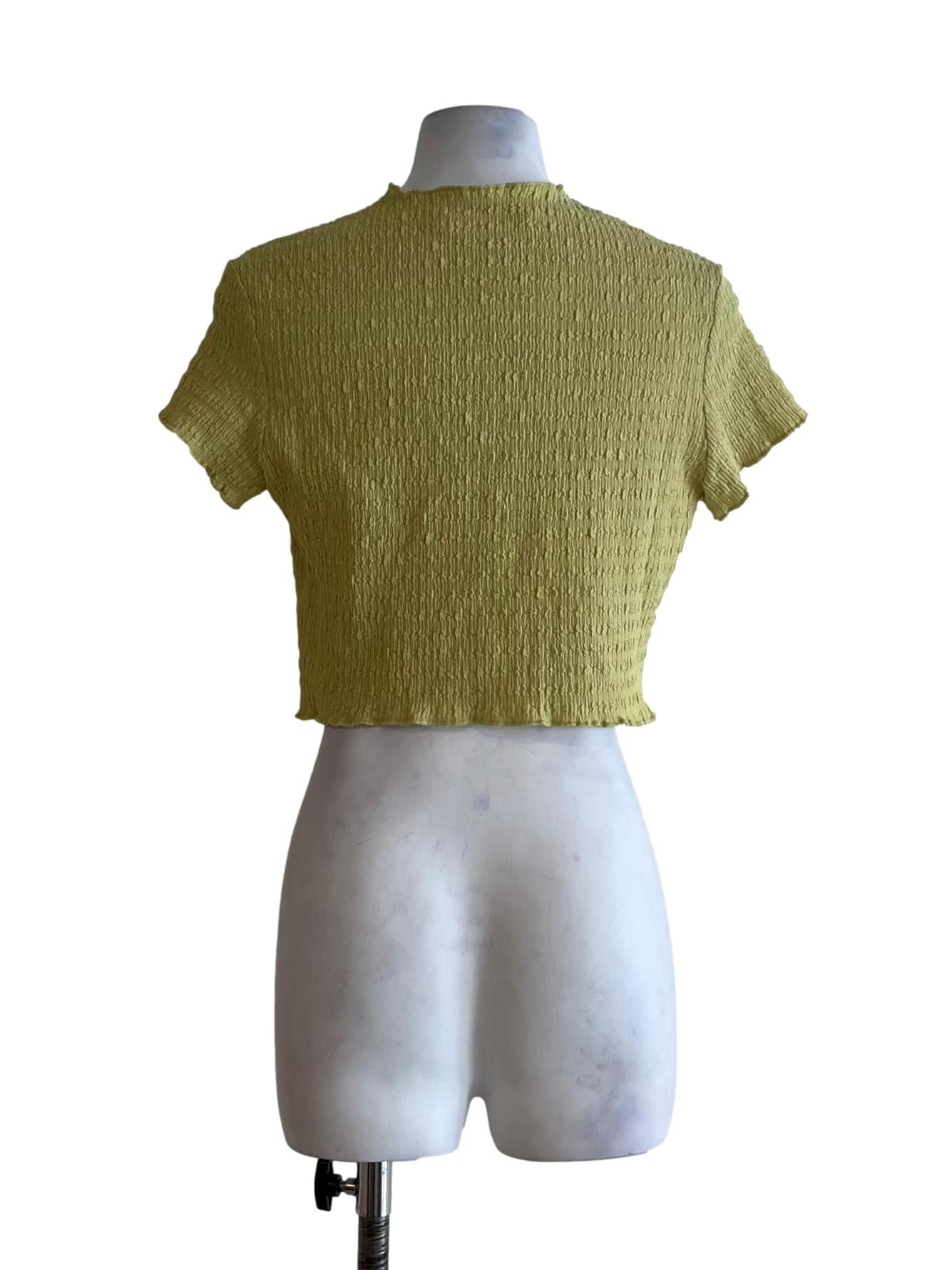 Lime Green Jewel Neckline Blouse LB