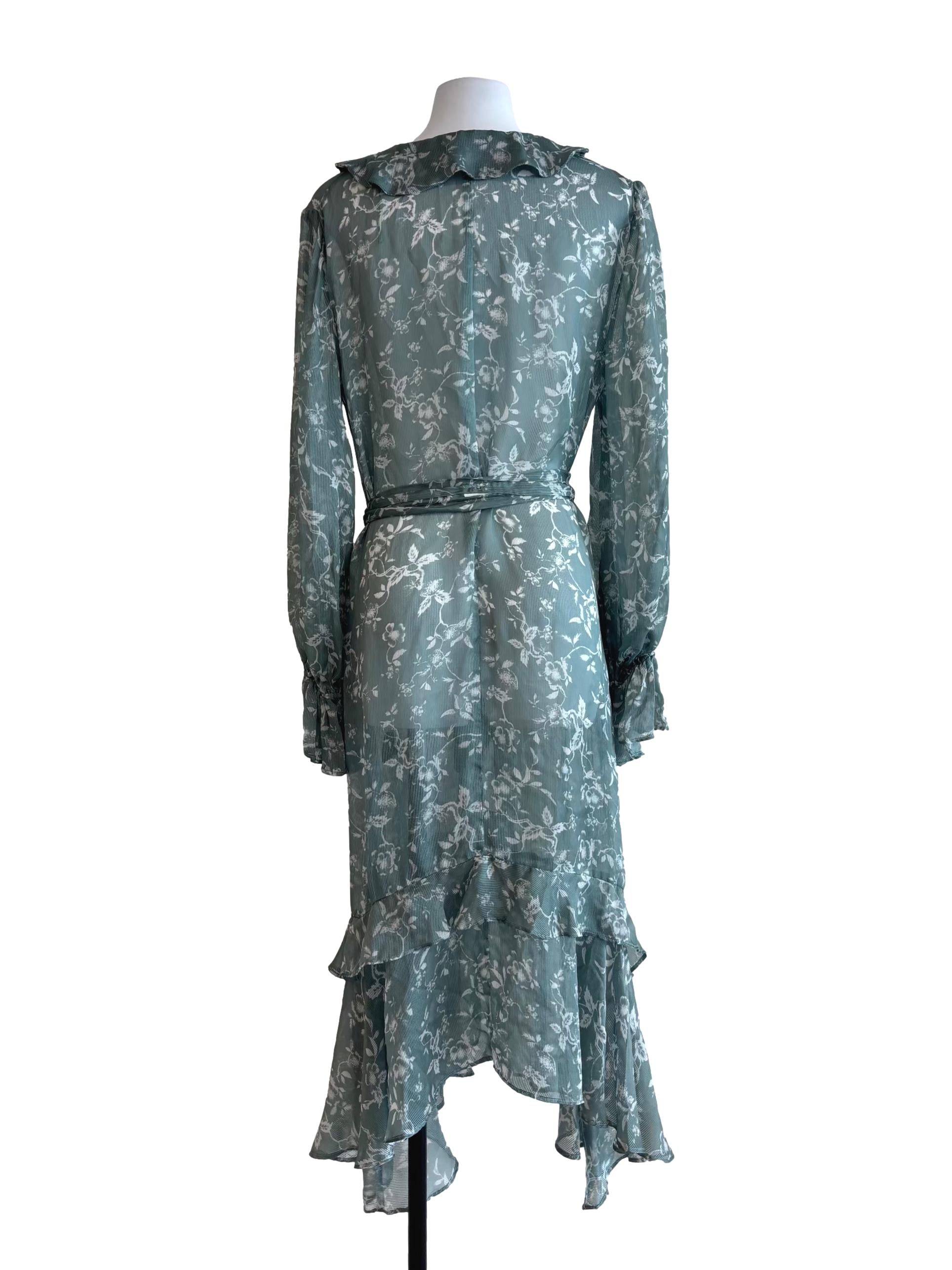 Jade Green Sheer Ruffle Dress