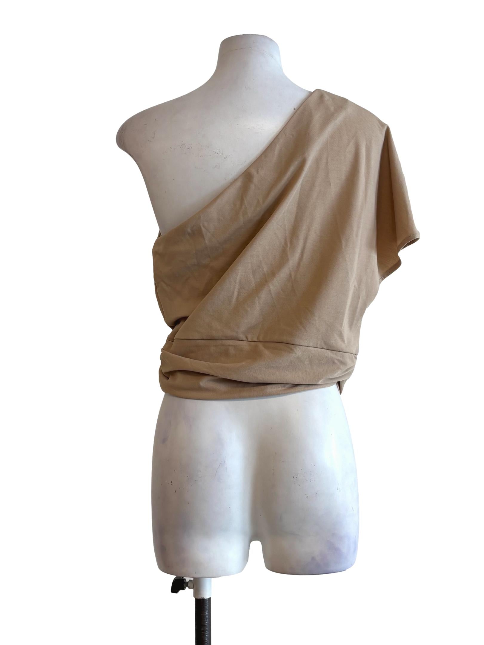 Buff Brown One Shoulder Front Twist Top LB