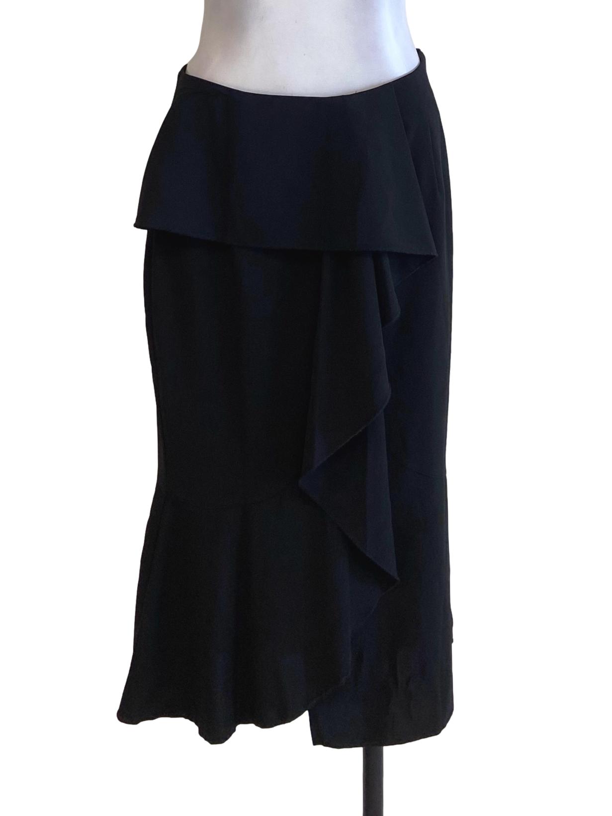 Black Front Ruffle Tube Skirt