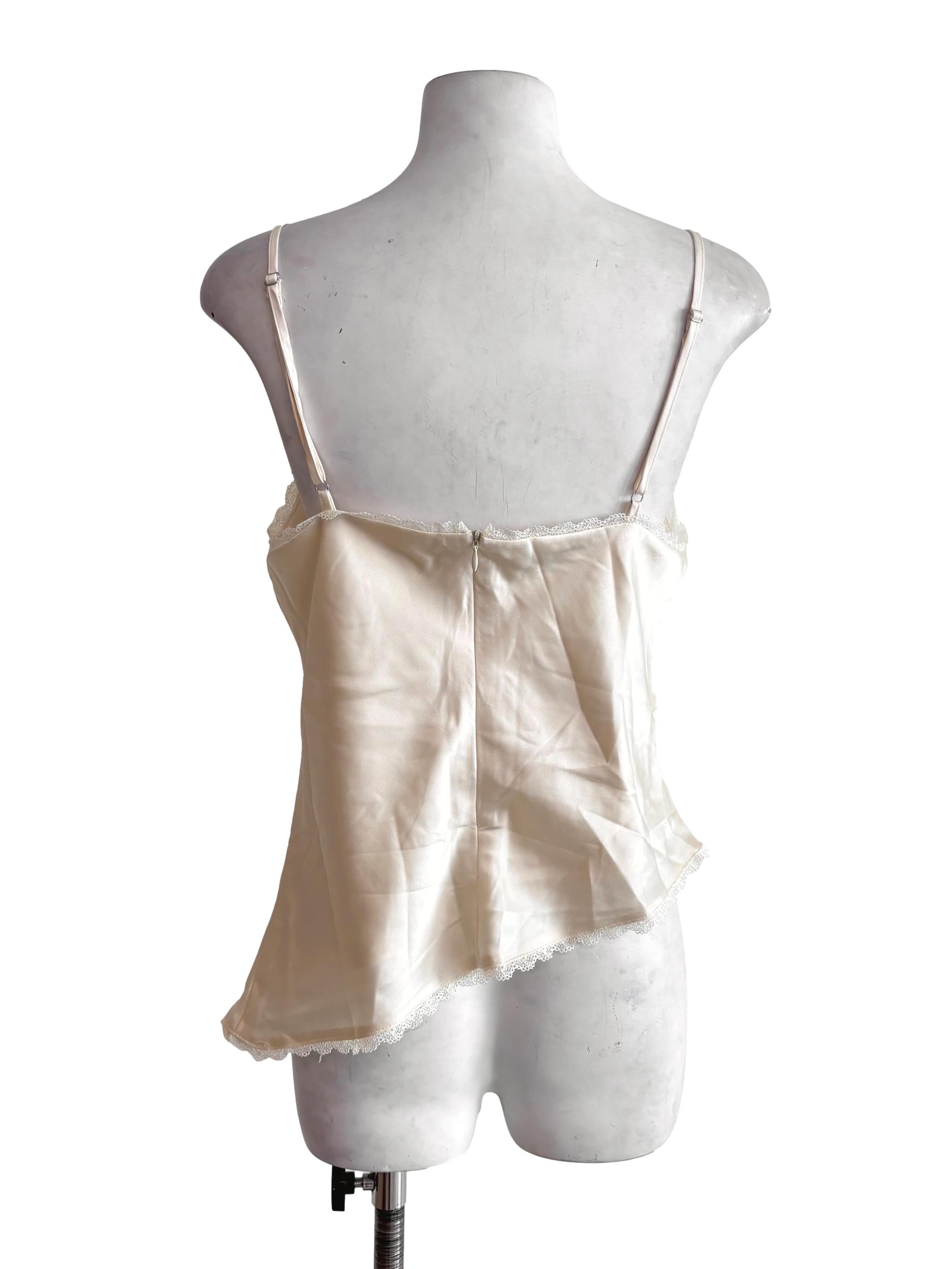 Cream White Lace Hem Asymmetrical Top