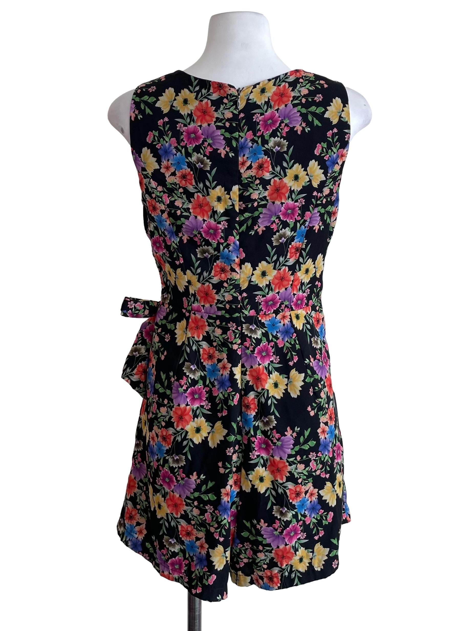Black Floral Wrap Romper