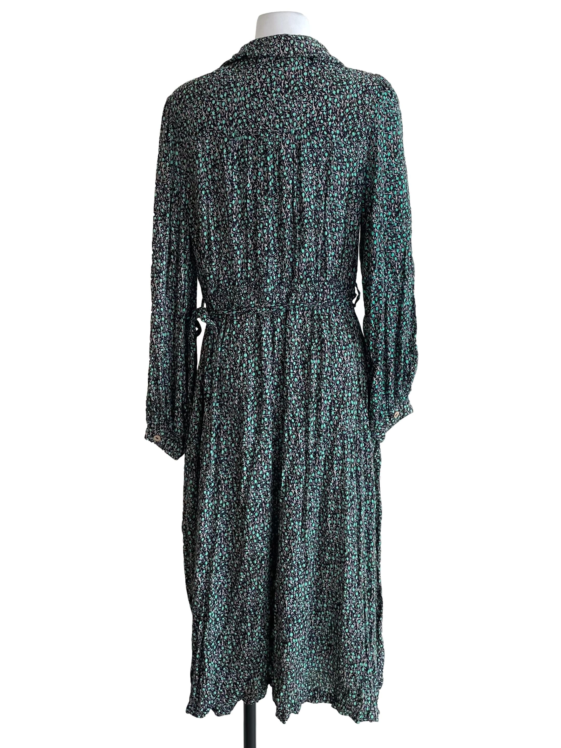 Black Print Johnny Shirt Dress