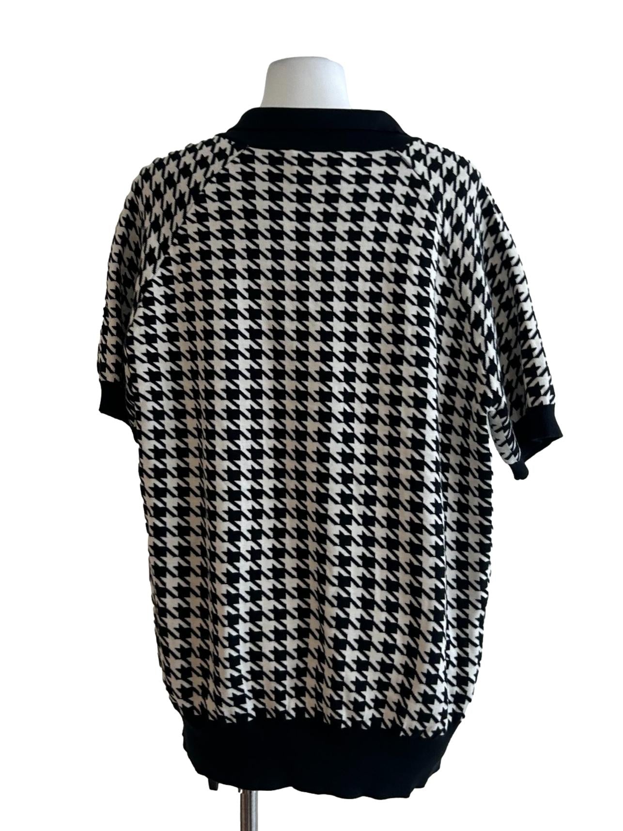 Vicenza Cardigan - Button Down Blouse In Black And White Dogtooth CSN