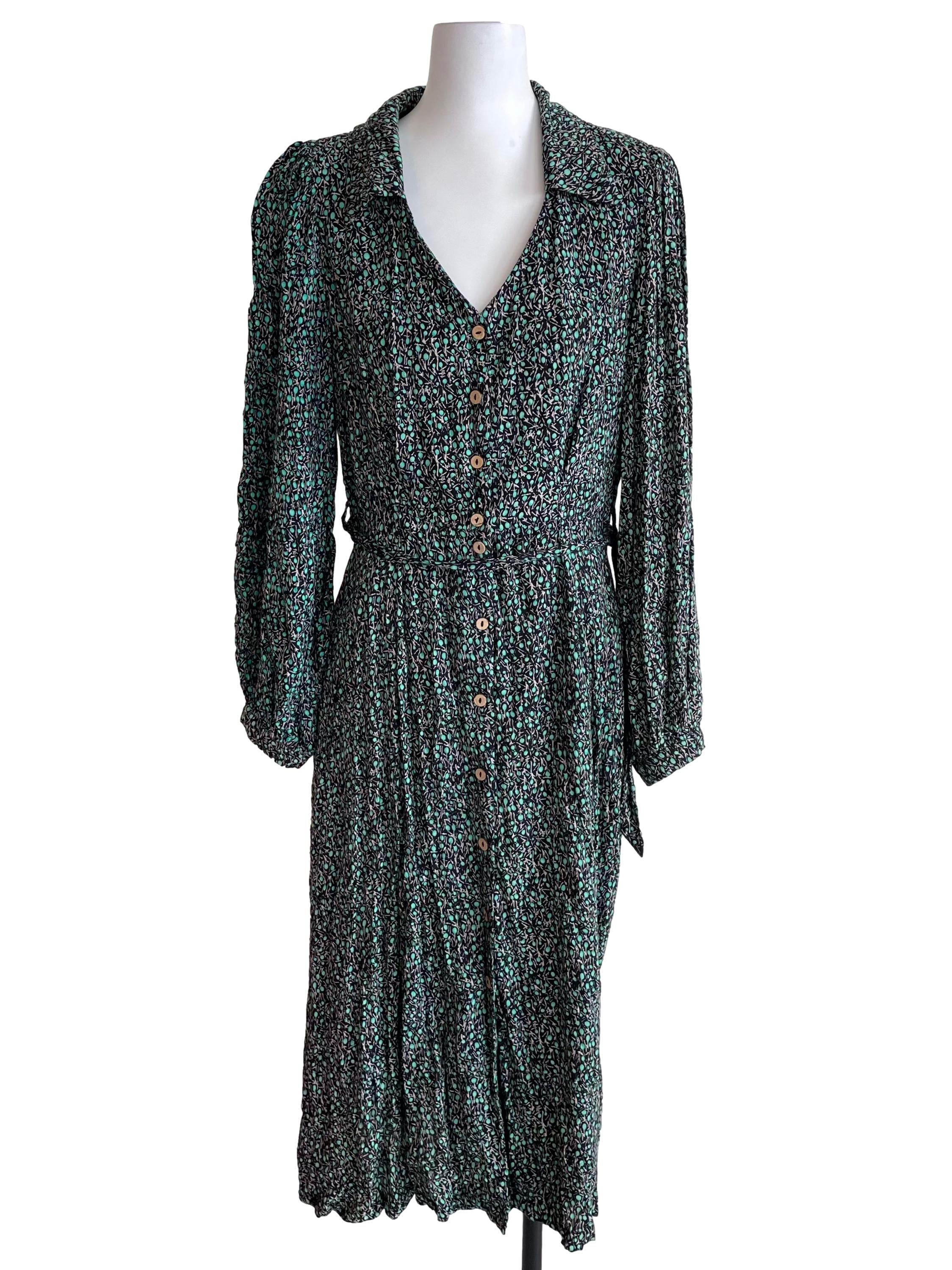 Black Print Johnny Shirt Dress