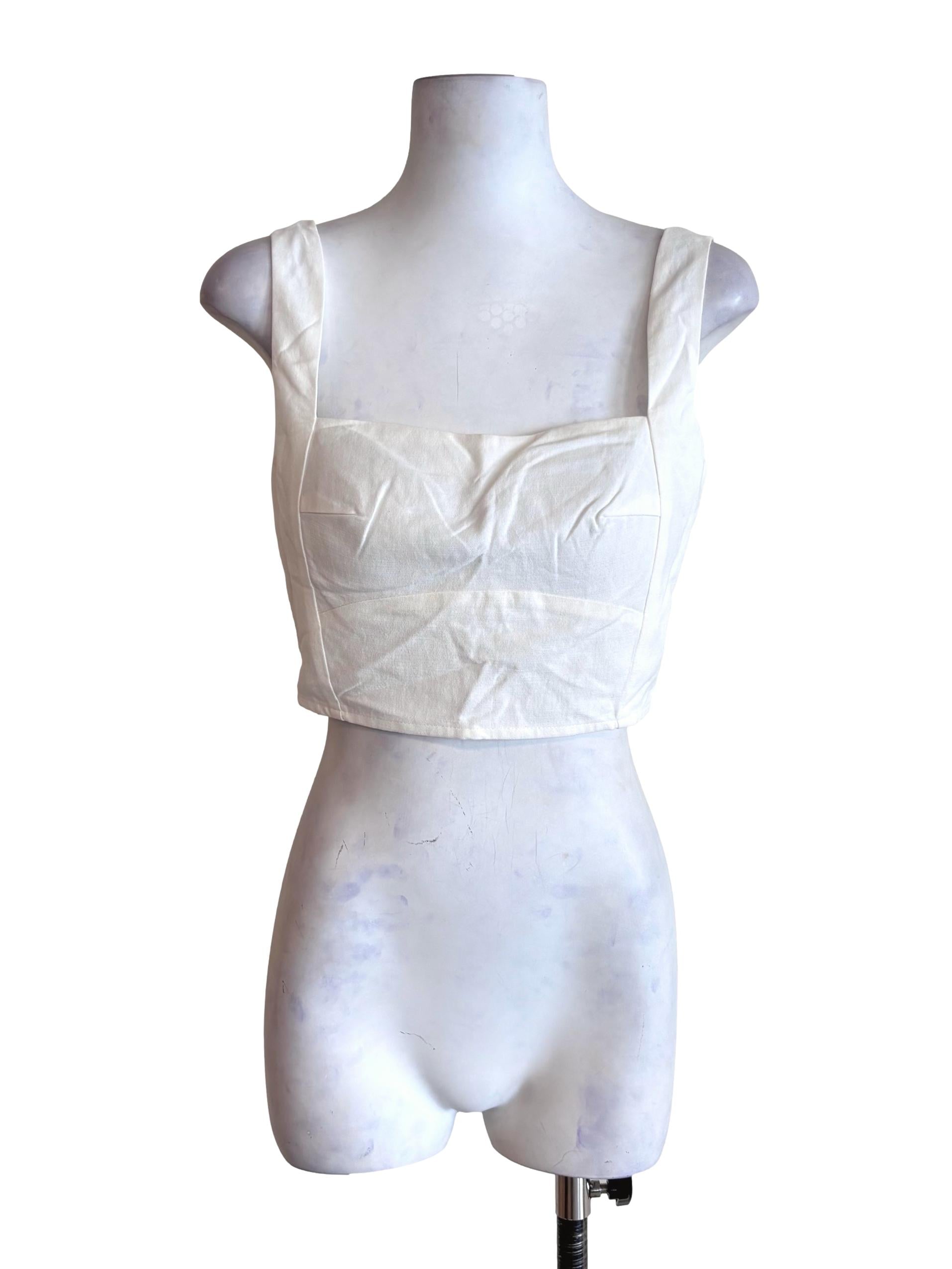 White Square Neck Crop Top