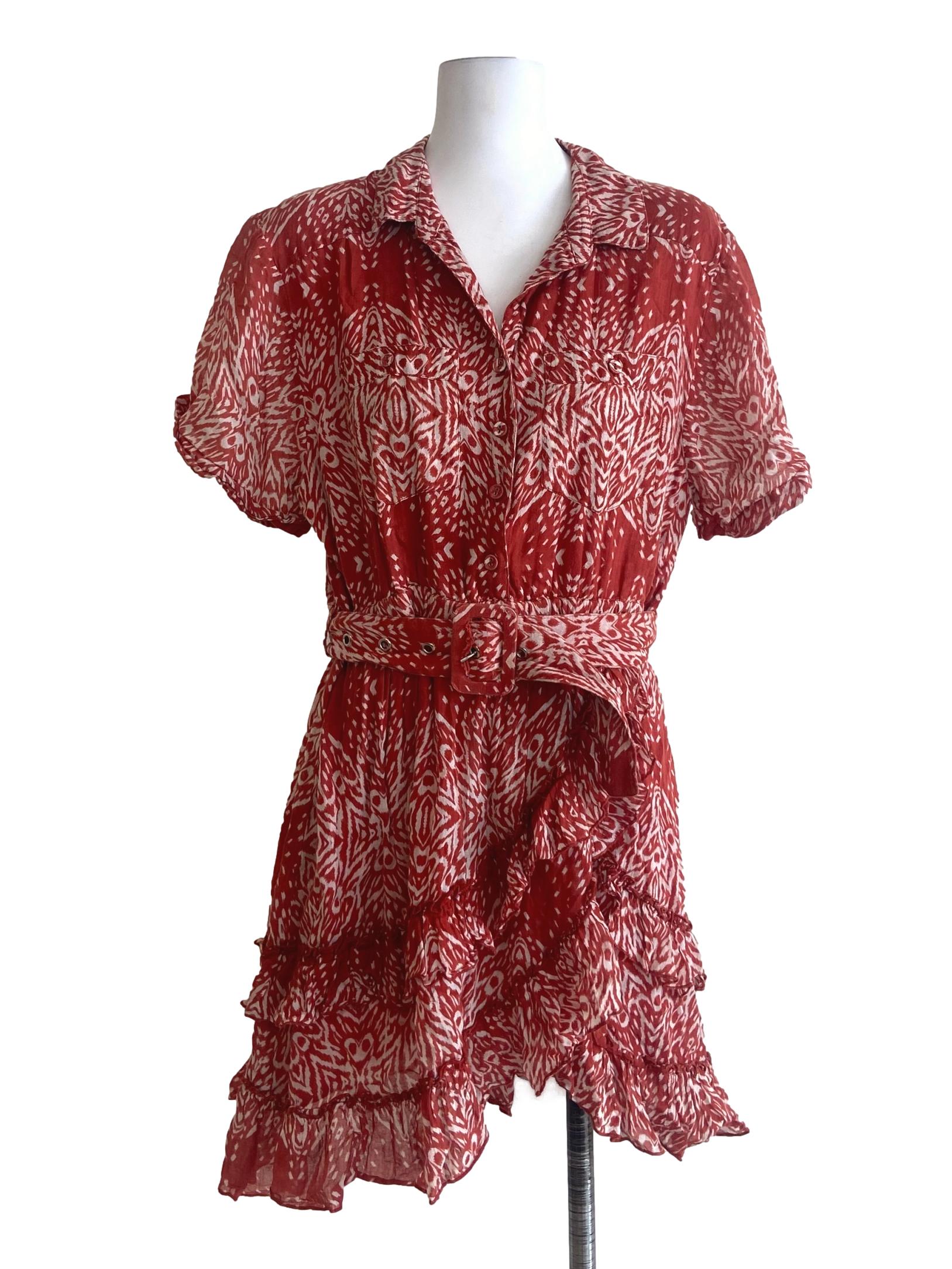 Black & Beige Floral Wrap Dress