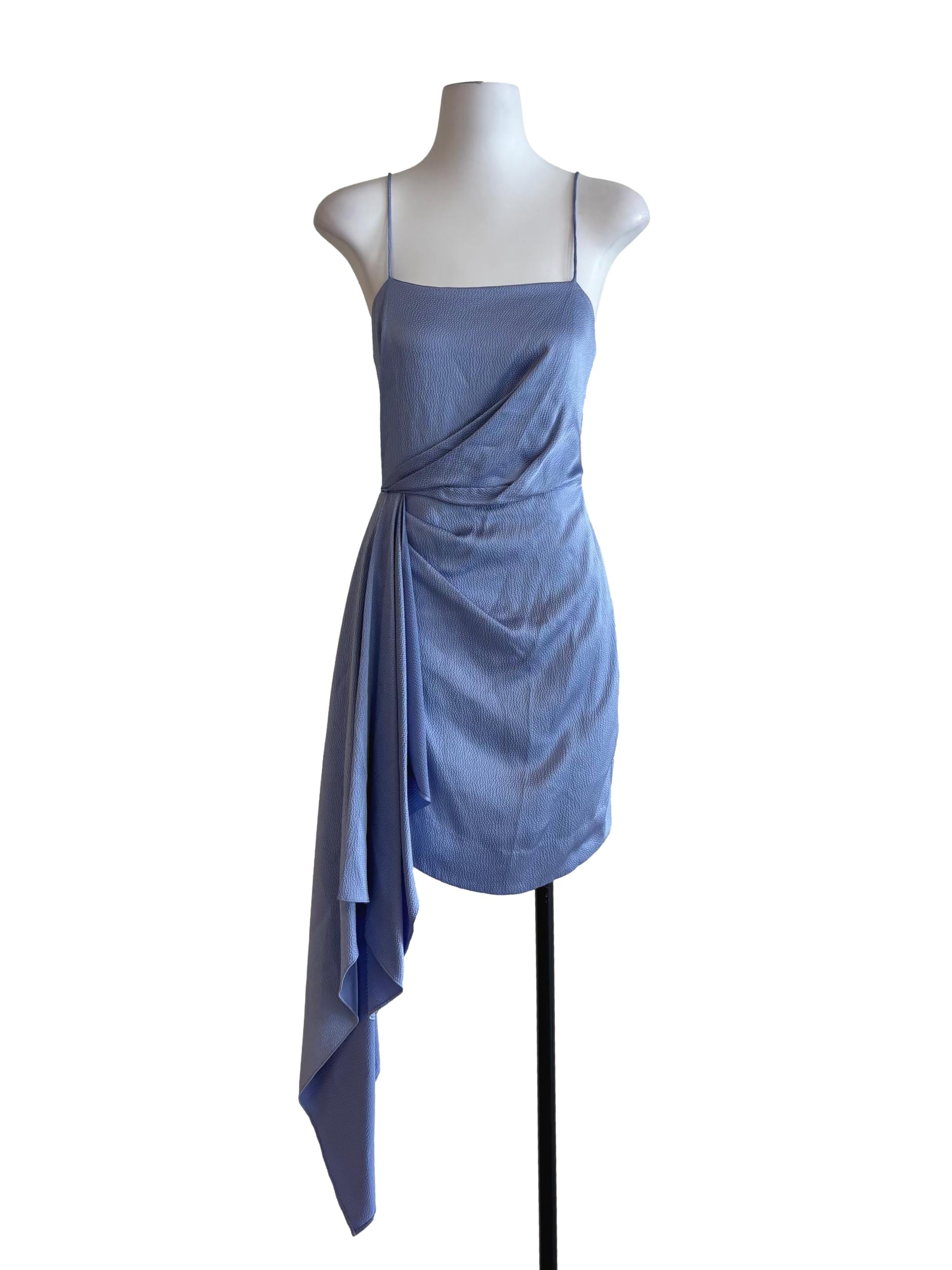 Carolina Blue Spaghetti Strap Drape Mini Dress